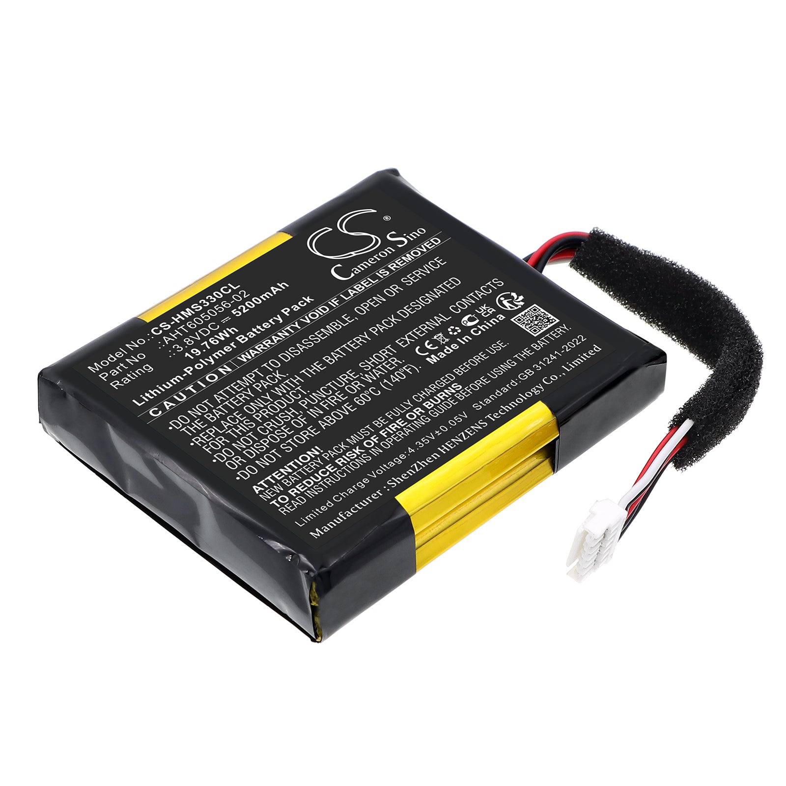 3.8V, Li-Polymer, 5200mAh, Battery fits Hikvision MAS 3300, 19.76Wh Communication & Conferencing Cameron Sino Technology Limited