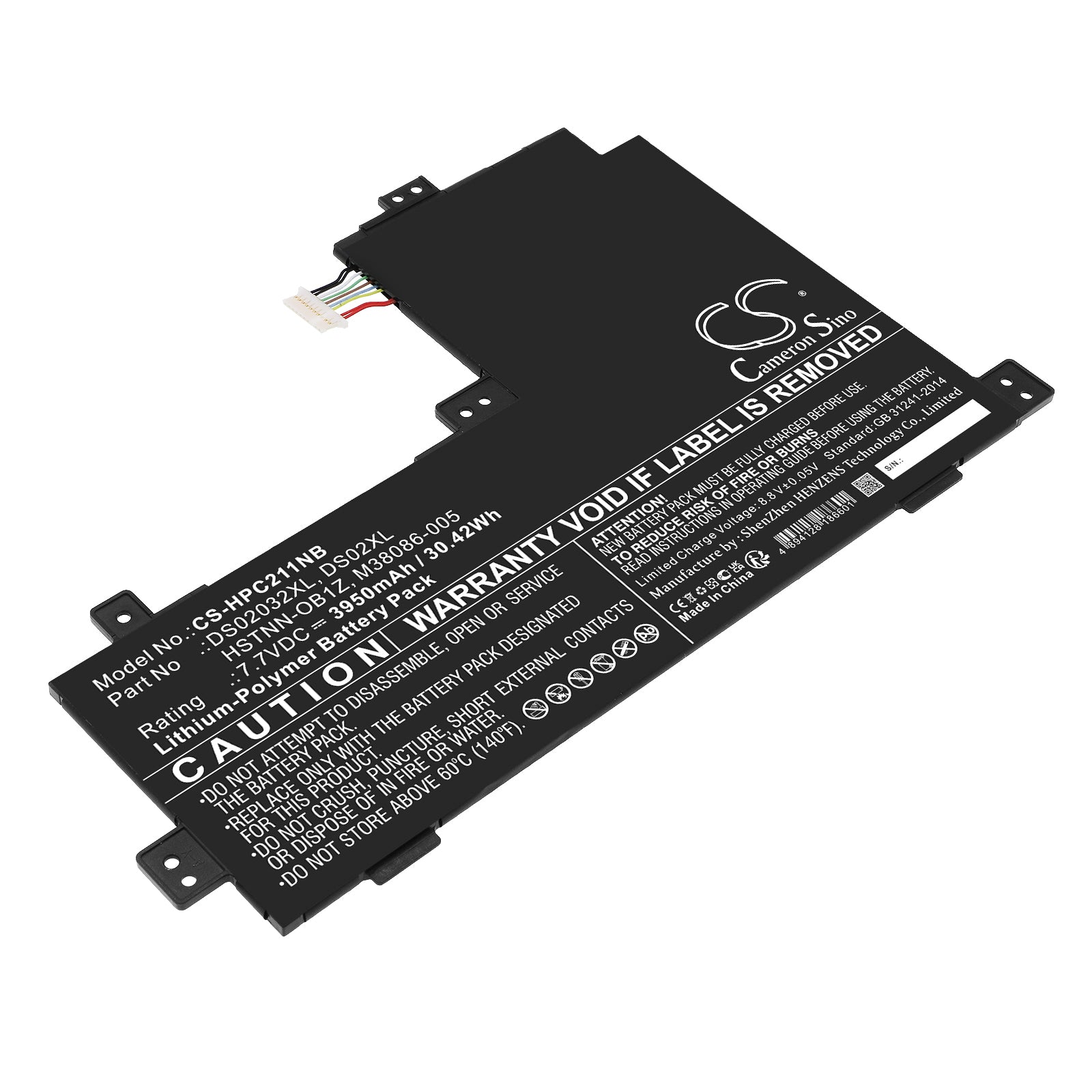 Li-Polymer, Notebook, Laptop Battery fits Hp 3g0n5ua, 3g0n5uar, 7.7V, 3950mAh Notebook, Laptop Cameron Sino Technology Limited