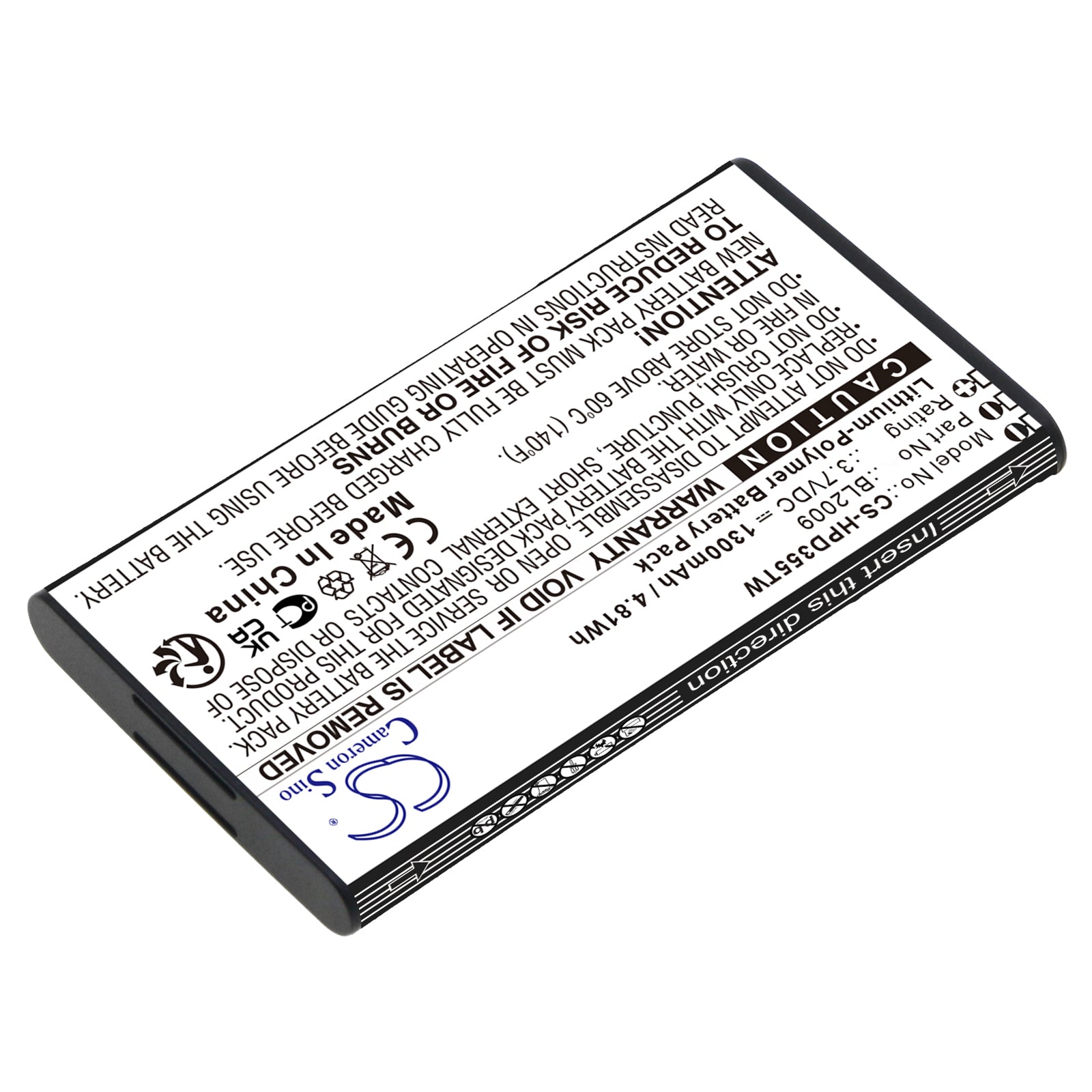 Li-Polymer, Two-Way Radio Battery fits Hytera Pd355, Pd362i, 3.7V, 1300mAh Two-Way Radio Cameron Sino Technology Limited