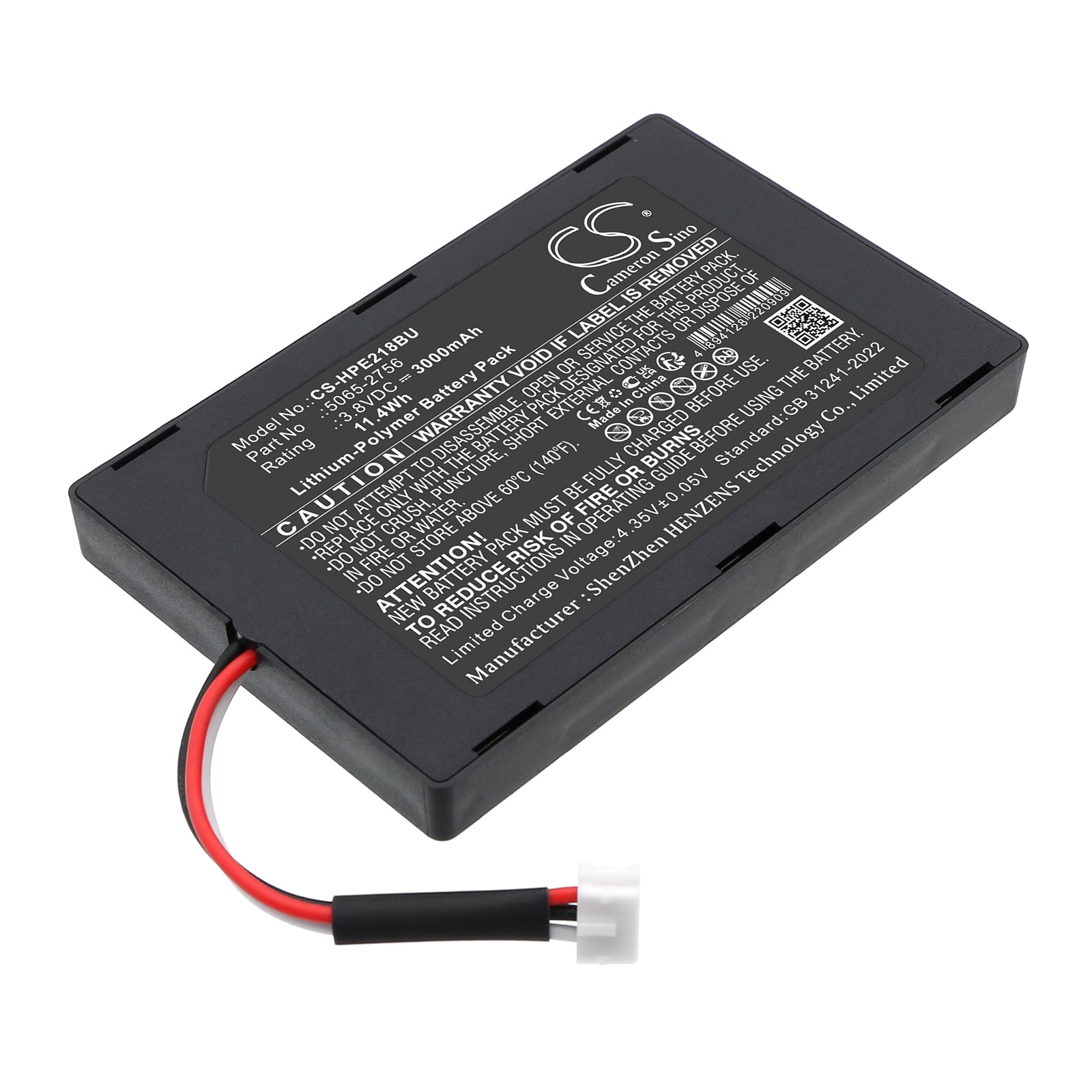 3.8V, Li-Polymer, 3000mAh, Battery fits HP Agilent P1218-60002 PCI-X Remote Control Card, 11.4Wh RAID Controller Cameron Sino Technology Limited