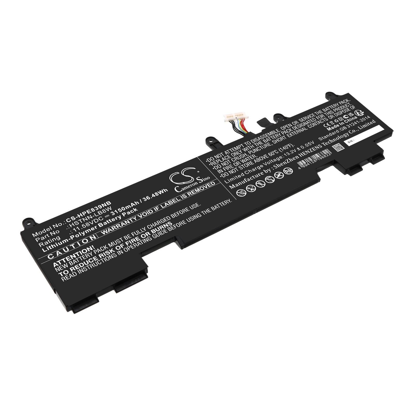 Li-Polymer, Notebook, Laptop Battery fits Hp Elitebook 1040 G9, Elitebook 830 G9, 11.58V, 3150mAh Notebook, Laptop Cameron Sino Technology Limited