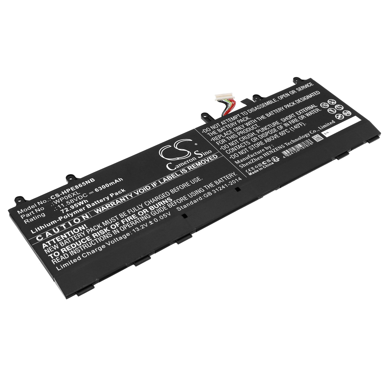 Li-Polymer, Notebook, Laptop Battery fits Hp Elitebook 860 G9 5z6b1ea, Elitebook 860 G9 5z6b5ea, 11.58V, 6300mAh Notebook, Laptop Cameron Sino Technology Limited