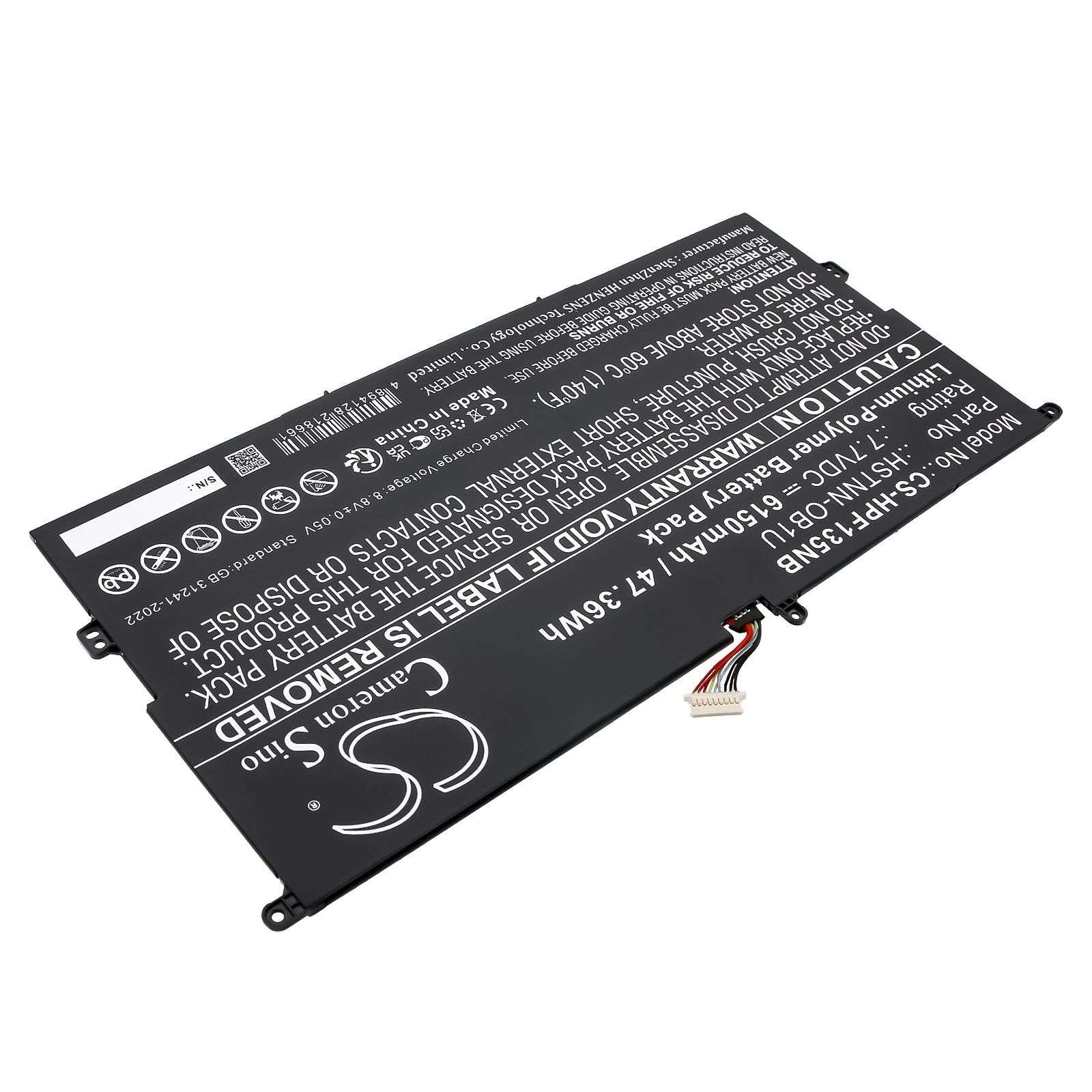 7.7V, Li-Polymer, 6150mAh, Battery fits HP Elite Folio 13.5 inch 2-in-1, 47.36Wh Notebook, Laptop Cameron Sino Technology Limited