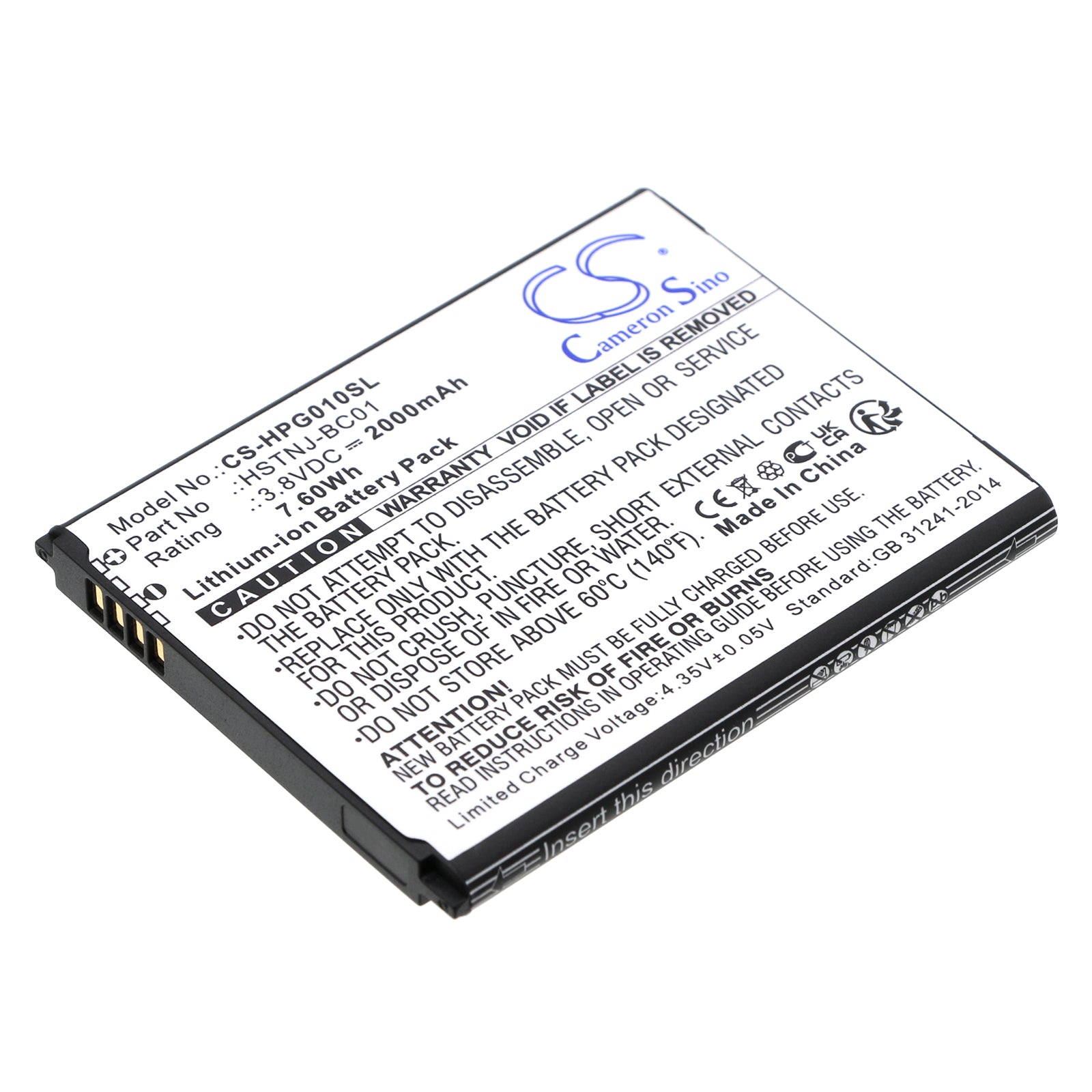 Li-ion, Calculator Battery fits Hp Prime Graphing Calculator, Rmn Hstnj-bc01, 3.8V, 2000mAh Calculator Cameron Sino Technology Limited