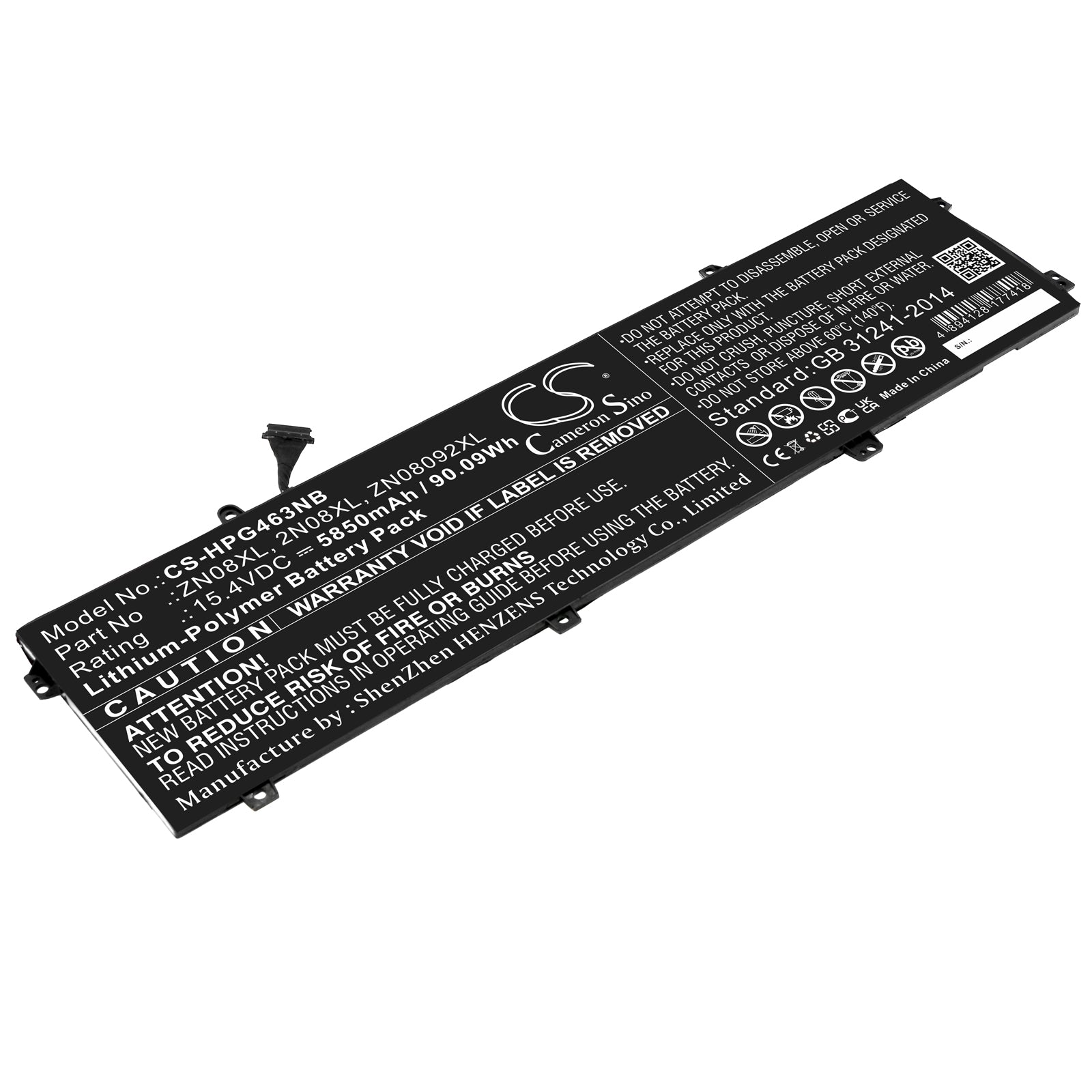 Li-Polymer, Notebook, Laptop Battery fits Hp Zbook Studio G3 V8n22pa, Zbook Studio G3 V8n23pa, 15.4V, 5850mAh Notebook, Laptop Cameron Sino Technology Limited