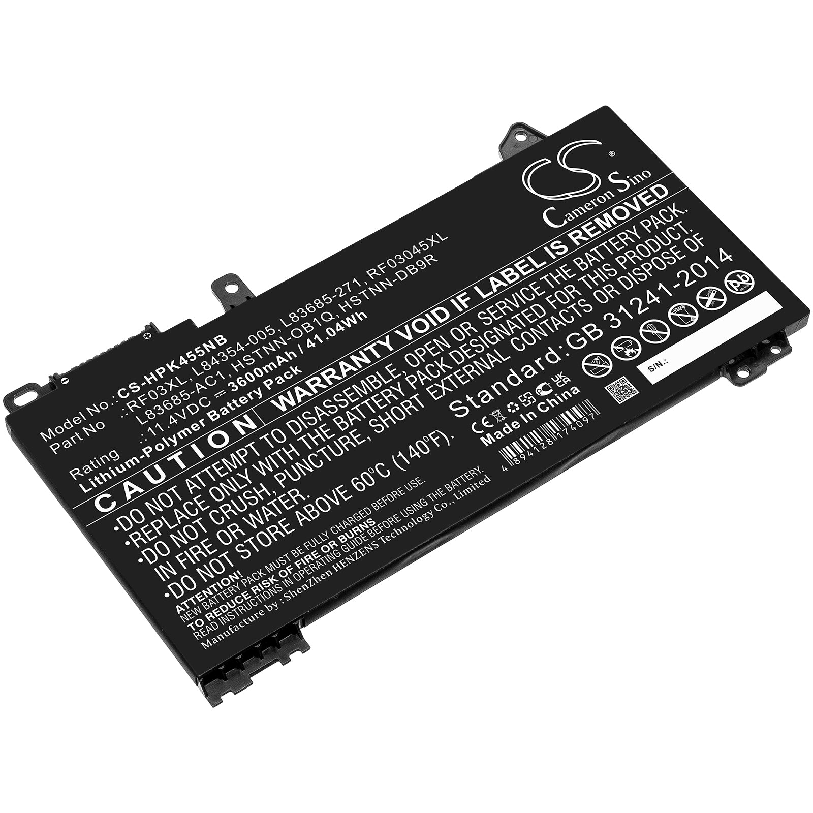 Li-Polymer, Notebook, Laptop Battery fits Hp Pavilion X360 14 Convertible, Probook 455 G7, 11.4V, 3600mAh Notebook, Laptop Cameron Sino Technology Limited