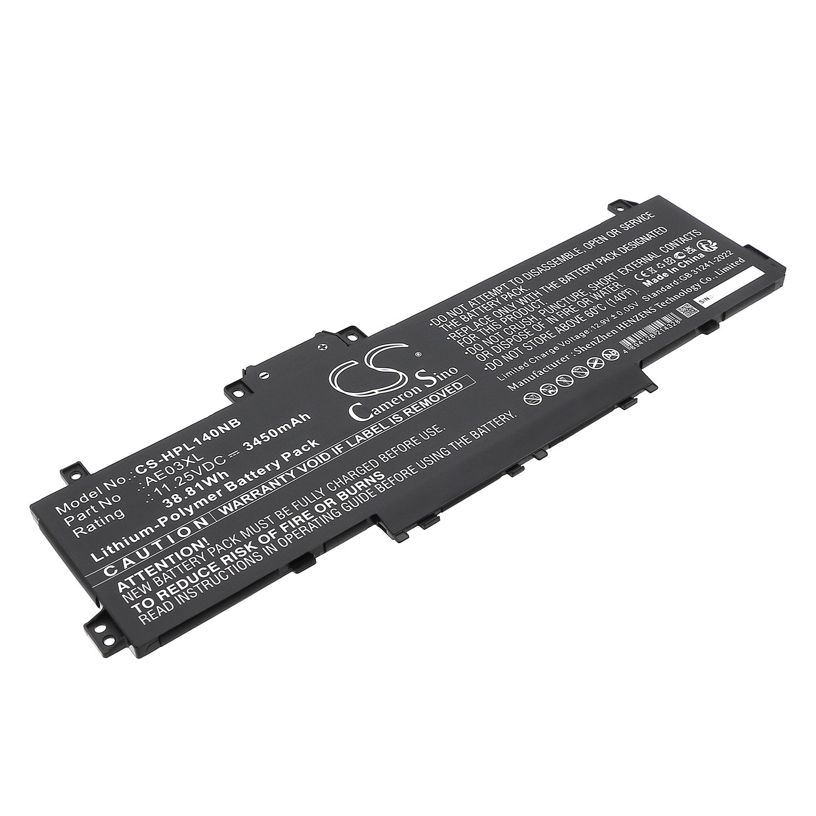 11.25V, Li-Polymer, 3450mAh, Battery fits HP 14-EE0000, 14-EE0001NB, 38.81Wh Notebook, Laptop Cameron Sino Technology Limited