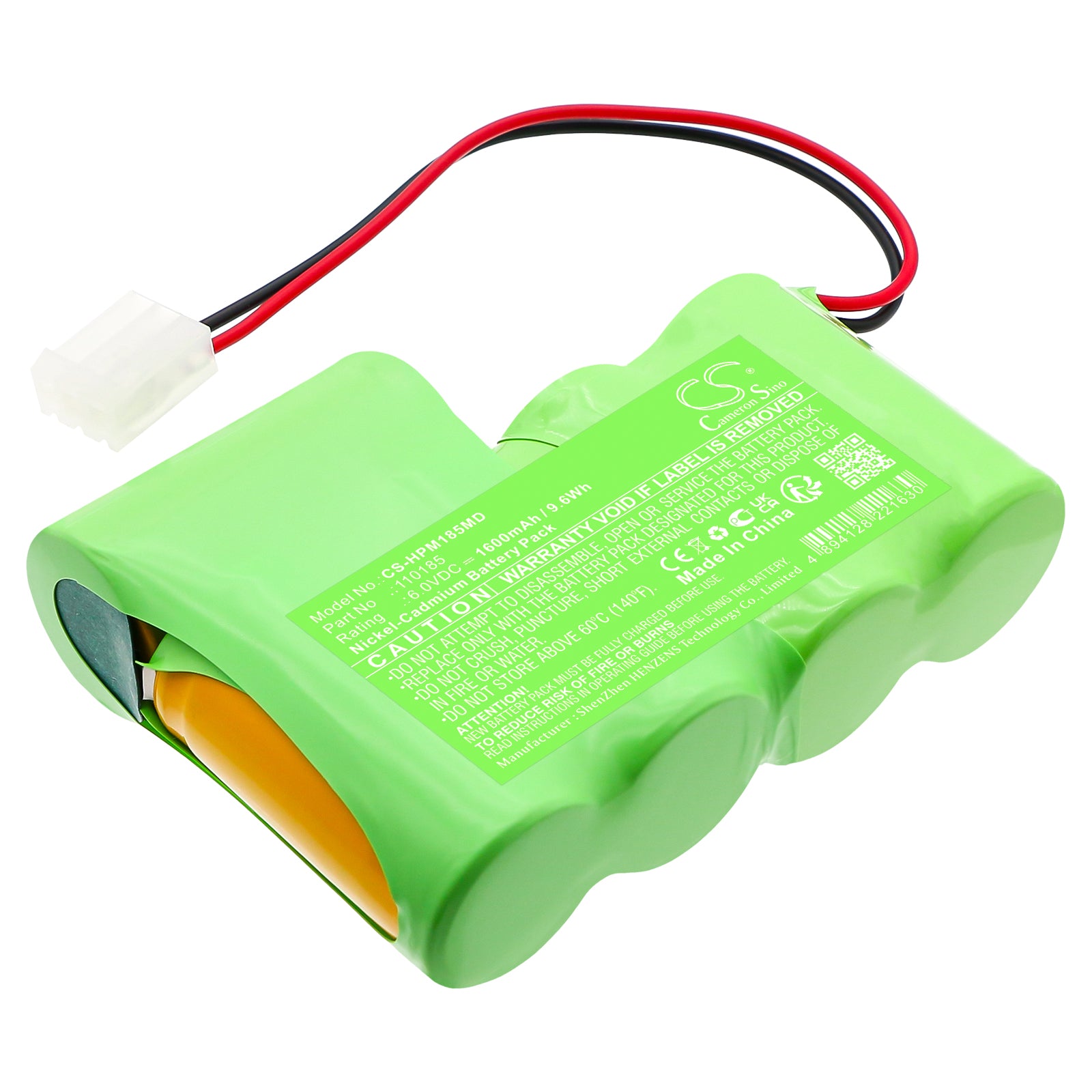 6V, Ni-CD, 1600mAh, Battery fits Hewlett Packard Mida, 9.6Wh Medical Cameron Sino Technology Limited