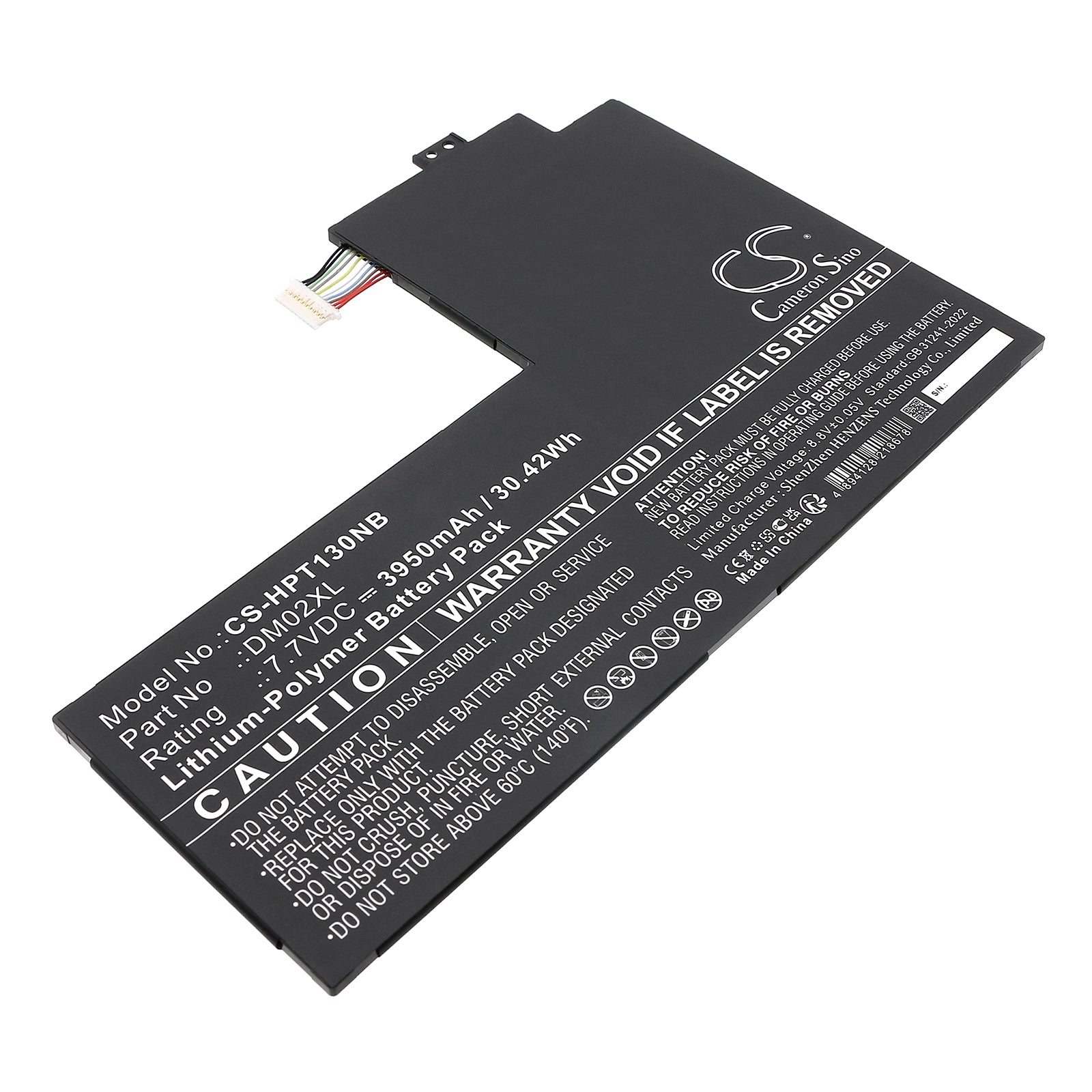 7.7V, Li-Polymer, 3950mAh, Battery fits HP 11-BE0013DX, 47Z80AV, 30.42Wh Tablet Cameron Sino Technology Limited