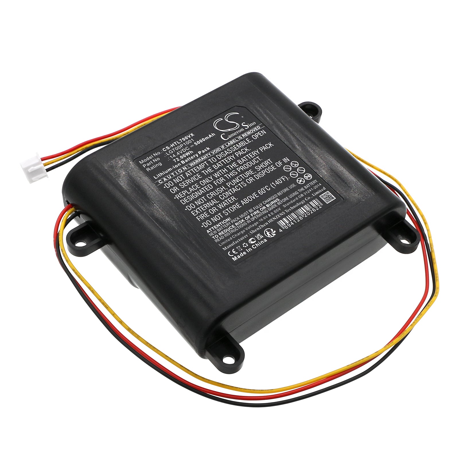 Li-ion, Vacuum Battery fits Hobot Legee 7, 14.4V, 5000mAh Vacuum Cameron Sino Technology Limited