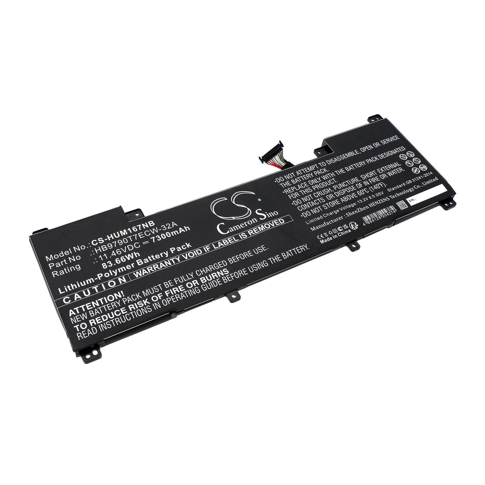 Li-Polymer, Notebook, Laptop Battery fits Huawei Matebook 16 Crem-wfd9, Matebook 16 Crem-wfg9, 11.46V, 7300mAh Notebook, Laptop Cameron Sino Technology Limited