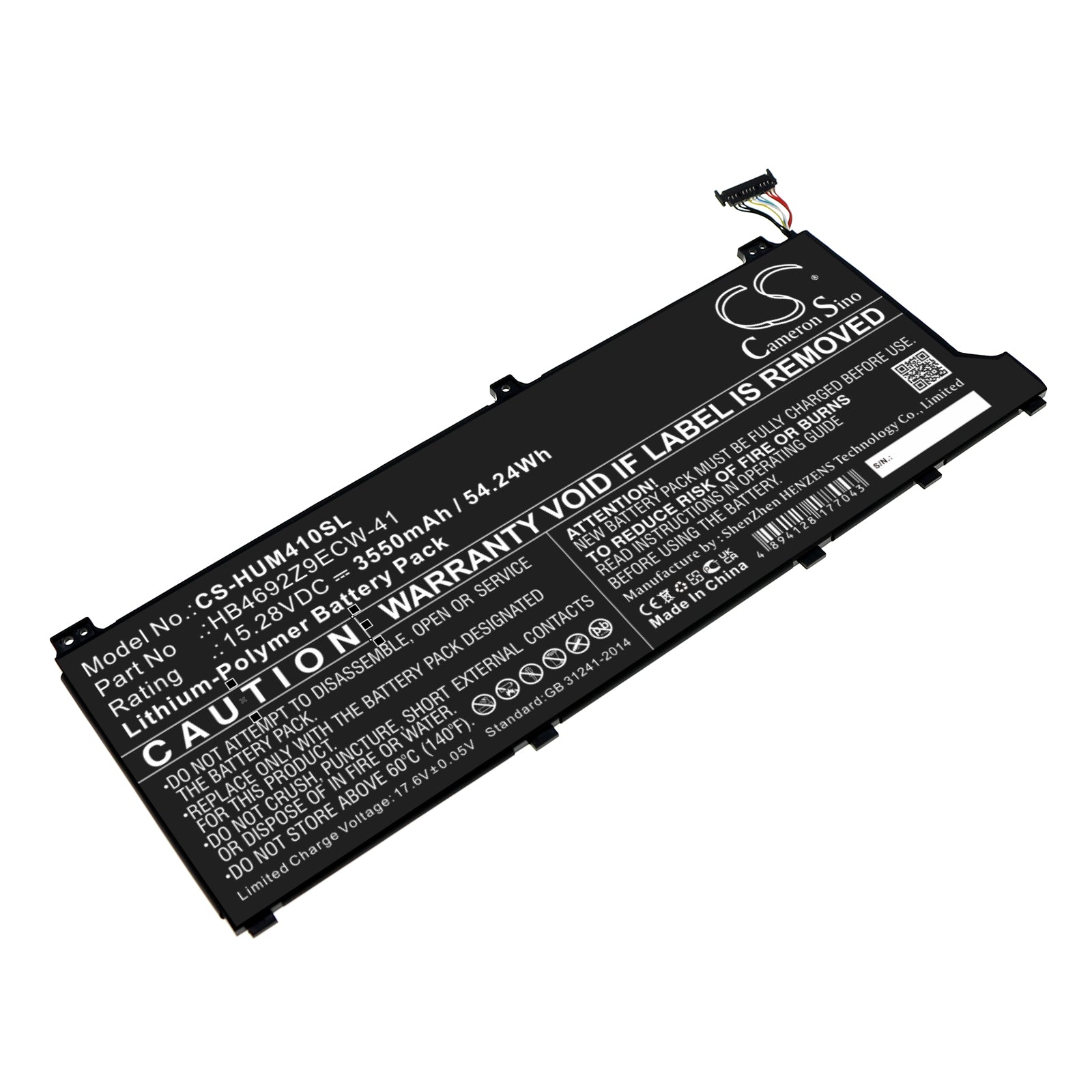 Li-Polymer, Notebook, Laptop Battery fits Huawei Magicbook 14, Matebook D 14-53010tvs, 15.28V, 3550mAh Notebook, Laptop Cameron Sino Technology Limited
