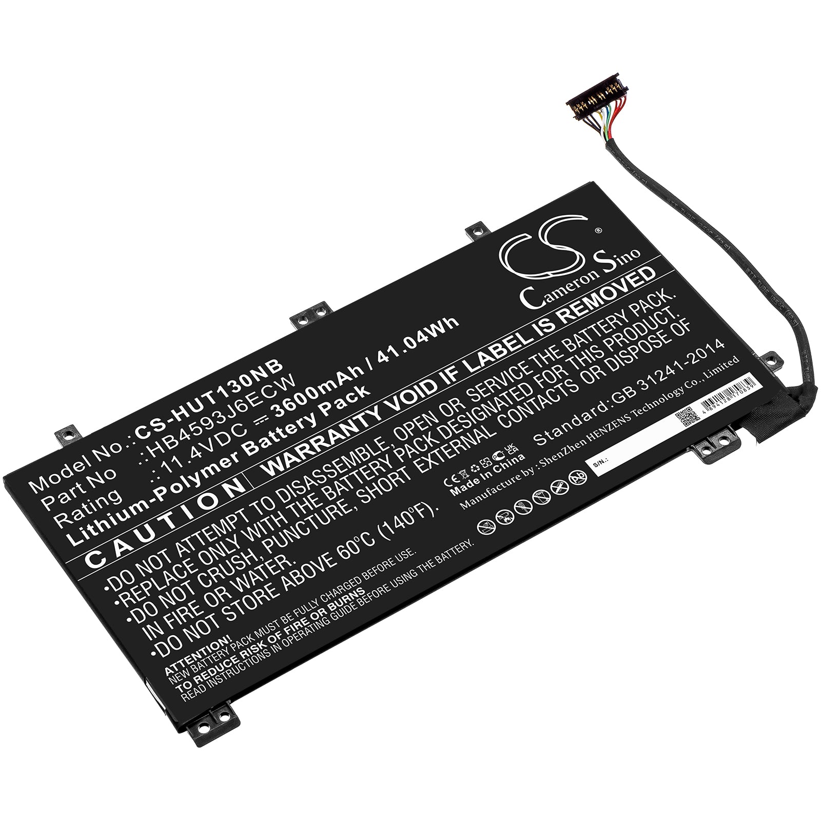 Li-Polymer, Notebook, Laptop Battery fits Huawei Matebook 13, Matebook 13 I7, 11.4V, 3600mAh Notebook, Laptop Cameron Sino Technology Limited
