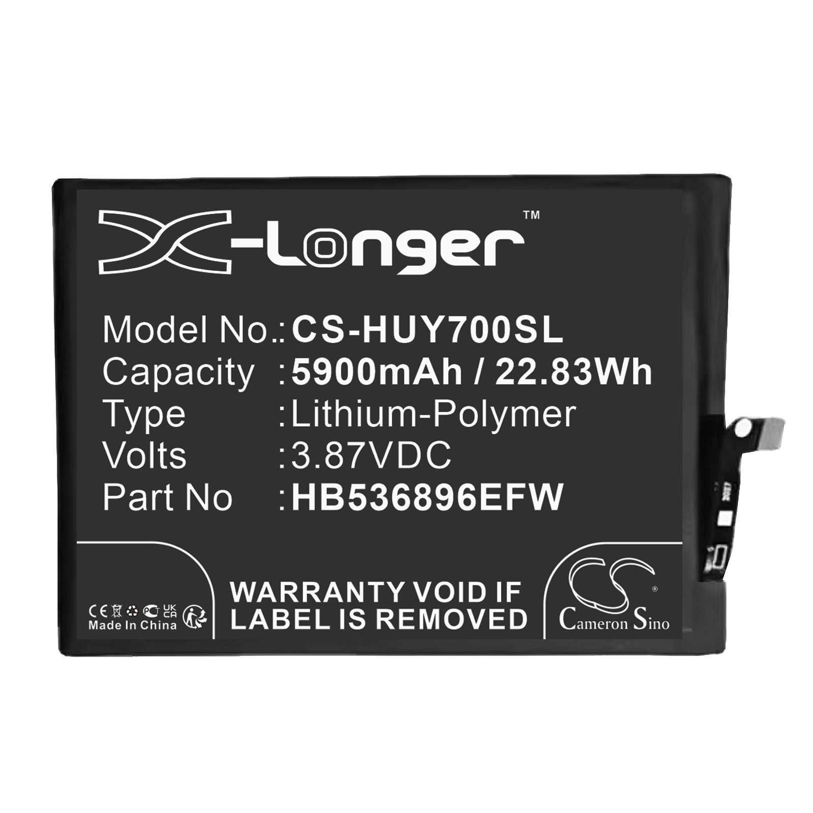 Li-Polymer, Mobile, SmartPhone Battery fits Huawei Mga-al00, Mga-lx3, 3.87V, 5900mAh Mobile, SmartPhone Cameron Sino Technology Limited
