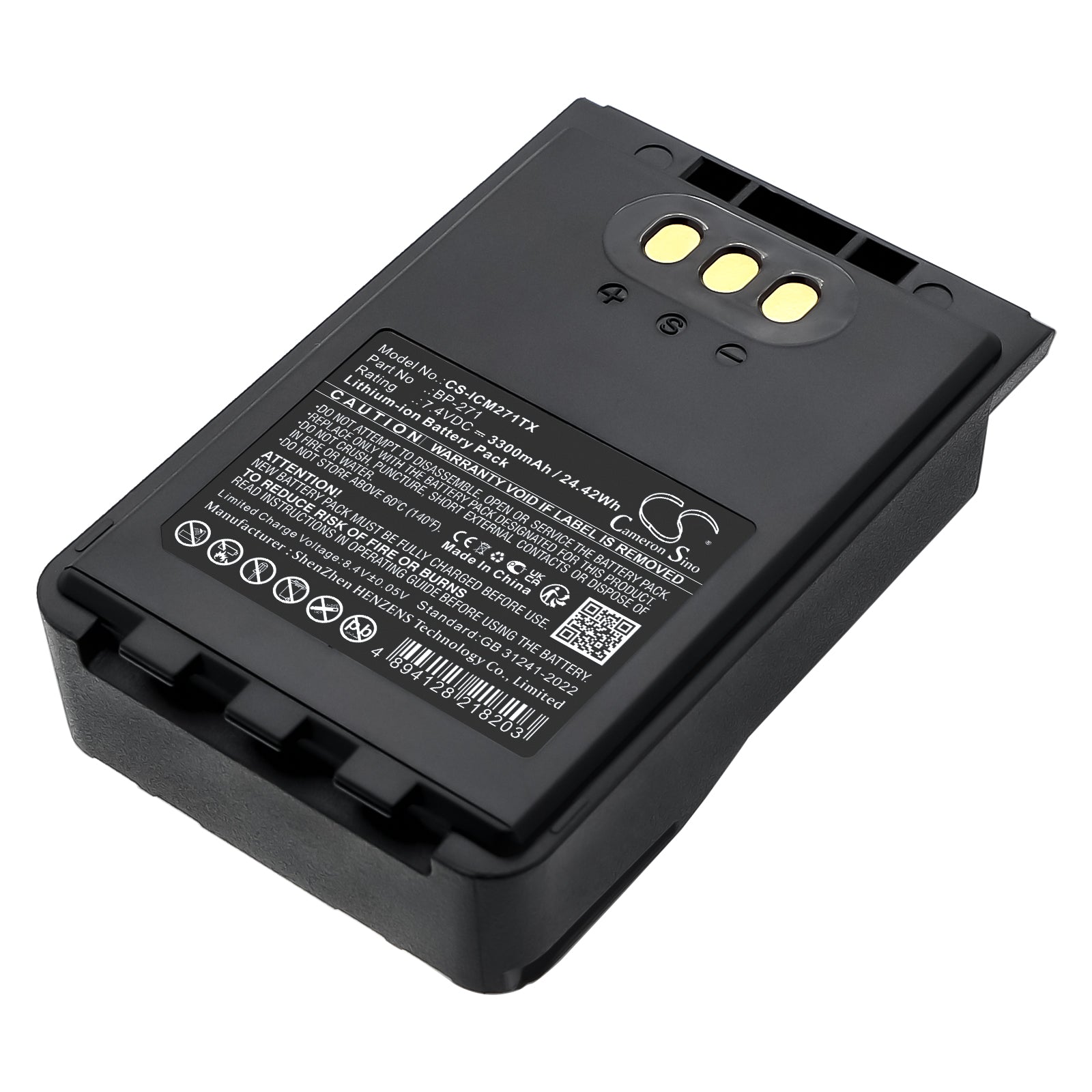 7.4V, Li-ion, 3300mAh, Battery fits Icom IC-31A, IC-31E, 24.42Wh Two-Way Radio Cameron Sino Technology Limited
