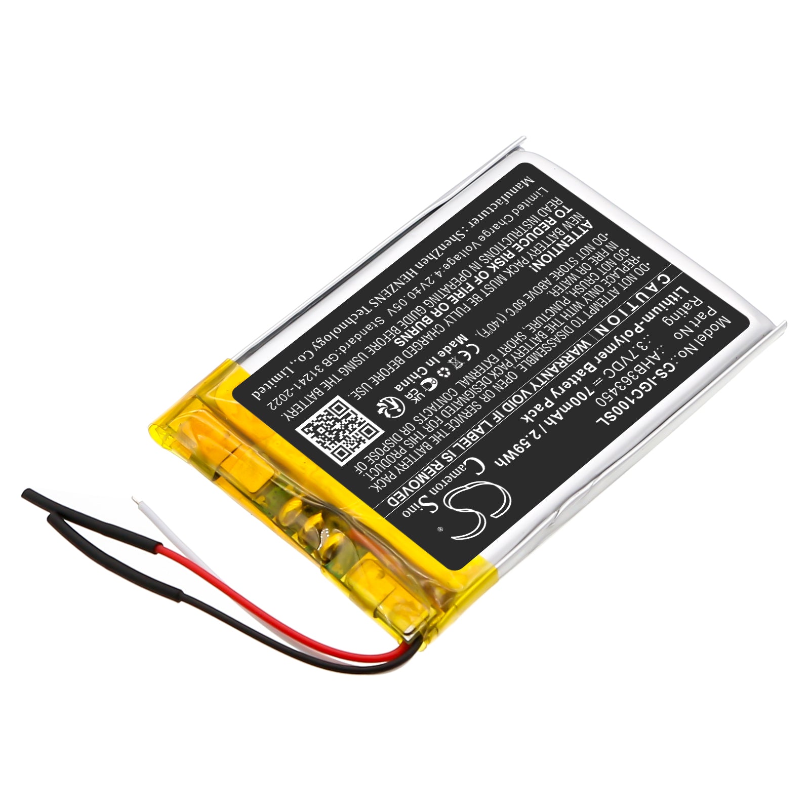 3.7V, Li-Polymer, 700mAh, Battery fits iGpsport BSC100, BSC100S, 2.59Wh GPS, Navigator Cameron Sino Technology Limited