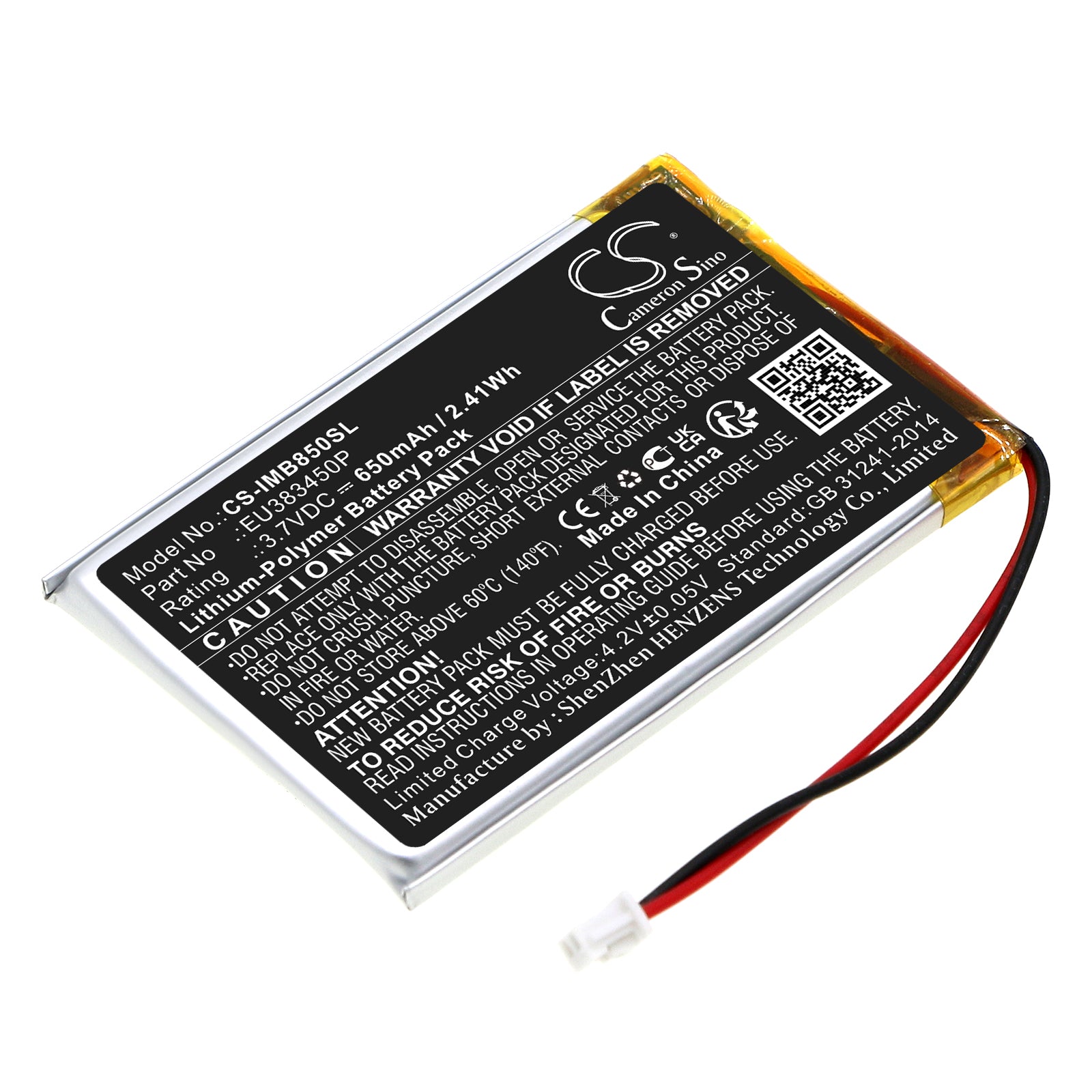 Li-Polymer, Payment Terminal Battery fits Ingenico Moby 8500, Moby8500, 3.7V, 650mAh Payment Terminal Cameron Sino Technology Limited