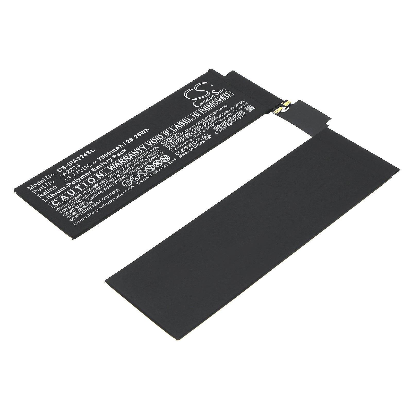 Li-Polymer, Notebook, Laptop Battery fits Apple A2068, A2228, 3.77V, 7500mAh Notebook, Laptop Cameron Sino Technology Limited