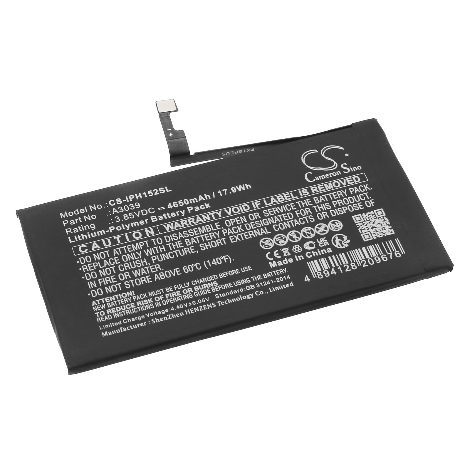 Li-Polymer, Mobile, SmartPhone Battery fits Apple Iphone 15 Plus, 3.85V, 4650mAh Mobile, SmartPhone Cameron Sino Technology Limited