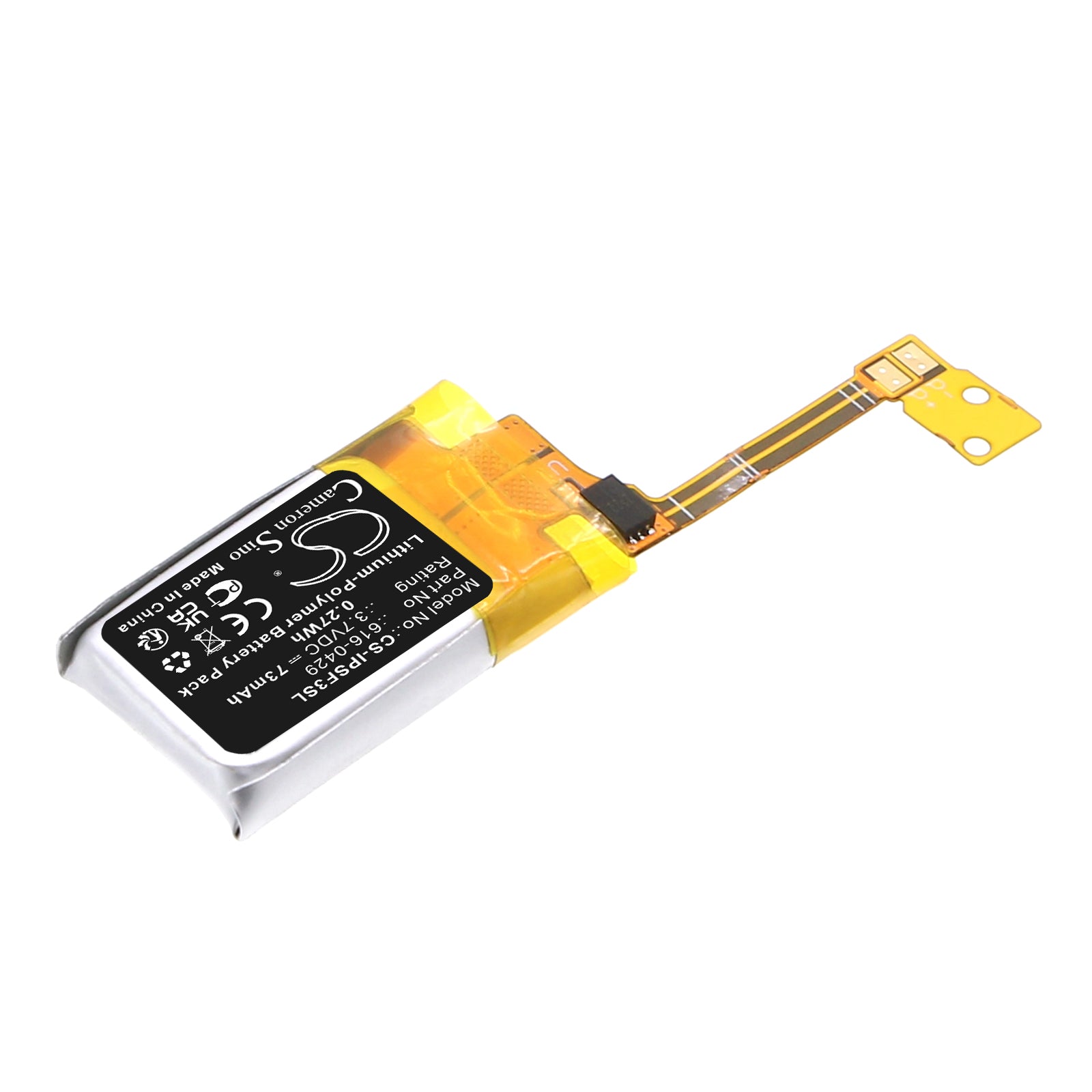 3.7V, Li-Polymer, 73mAh, Battery fits Apple iPOD ipod shuffle 3rd, ipod shuffle 3rd generation, 0.27Wh Media Player Cameron Sino Technology Limited