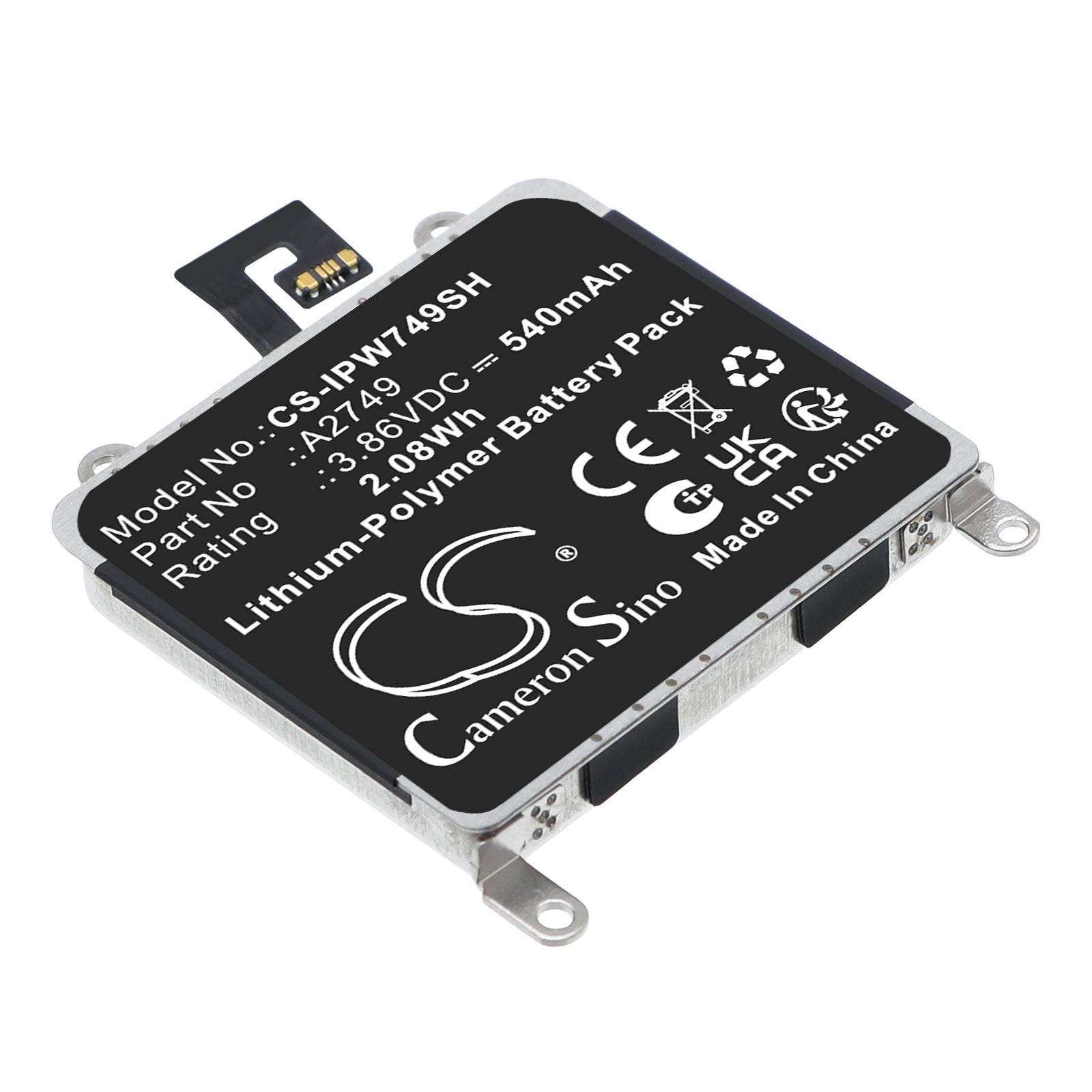 3.86V, Li-Polymer, 540mAh, Battery fits Apple A285, A2622, 2.08Wh Smartwatch Cameron Sino Technology Limited