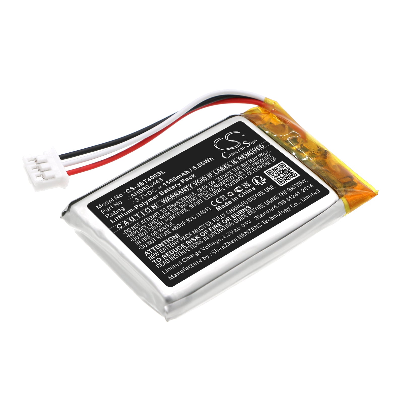 Li-Polymer, Speaker Battery fits Jbl Tuner 3, 3.7V, 1500mAh Speaker Cameron Sino Technology Limited