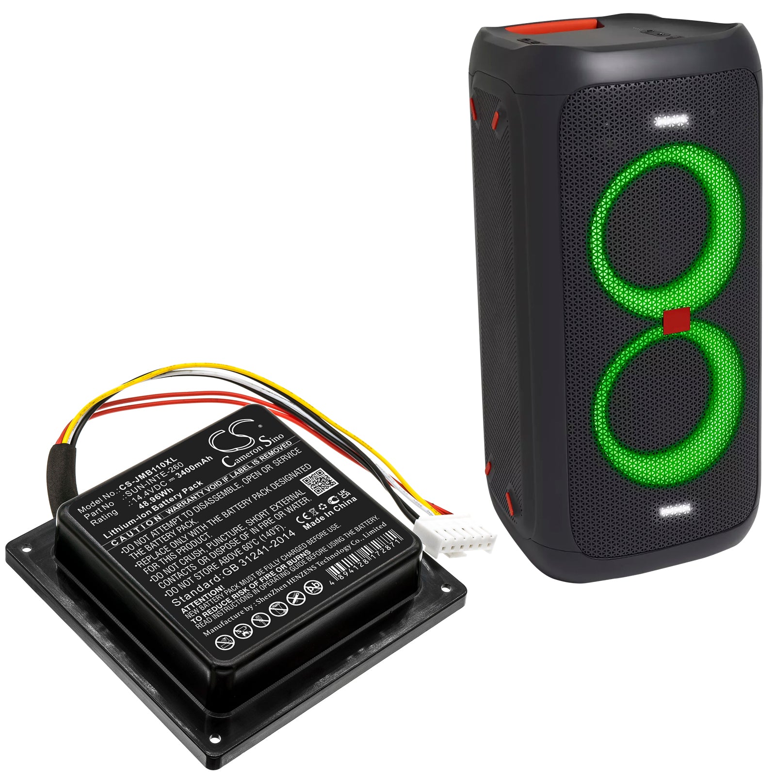 Li-ion, Speaker Battery fits Jbl Partybox 100, R21-5, 14.4V, 3400mAh Speaker Cameron Sino Technology Limited
