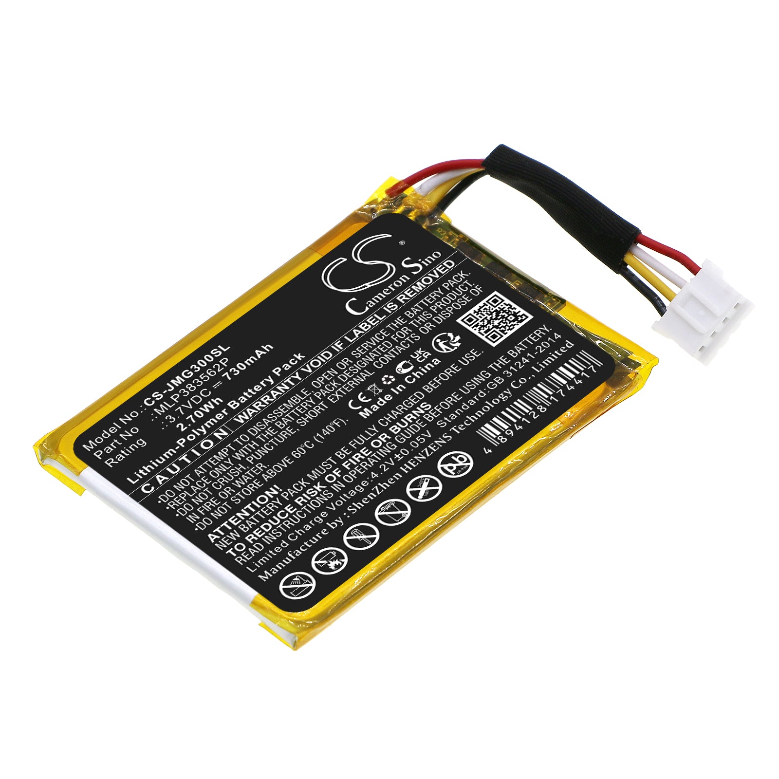 Li-Polymer, Speaker Battery fits Jbl Go 3, 3.7V, 730mAh Speaker Cameron Sino Technology Limited