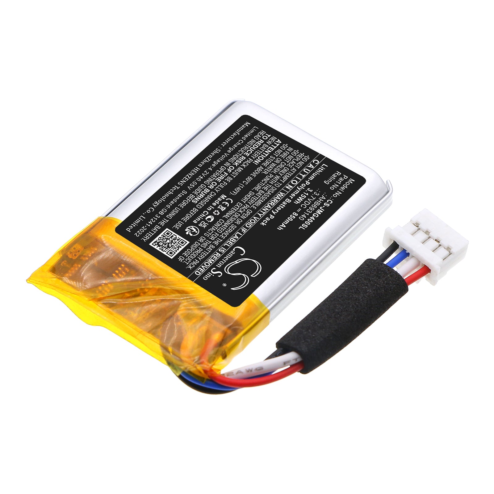 3.7V, Li-Polymer, 850mAh, Battery fits JBL Go 4, 3.15Wh Speaker Cameron Sino Technology Limited