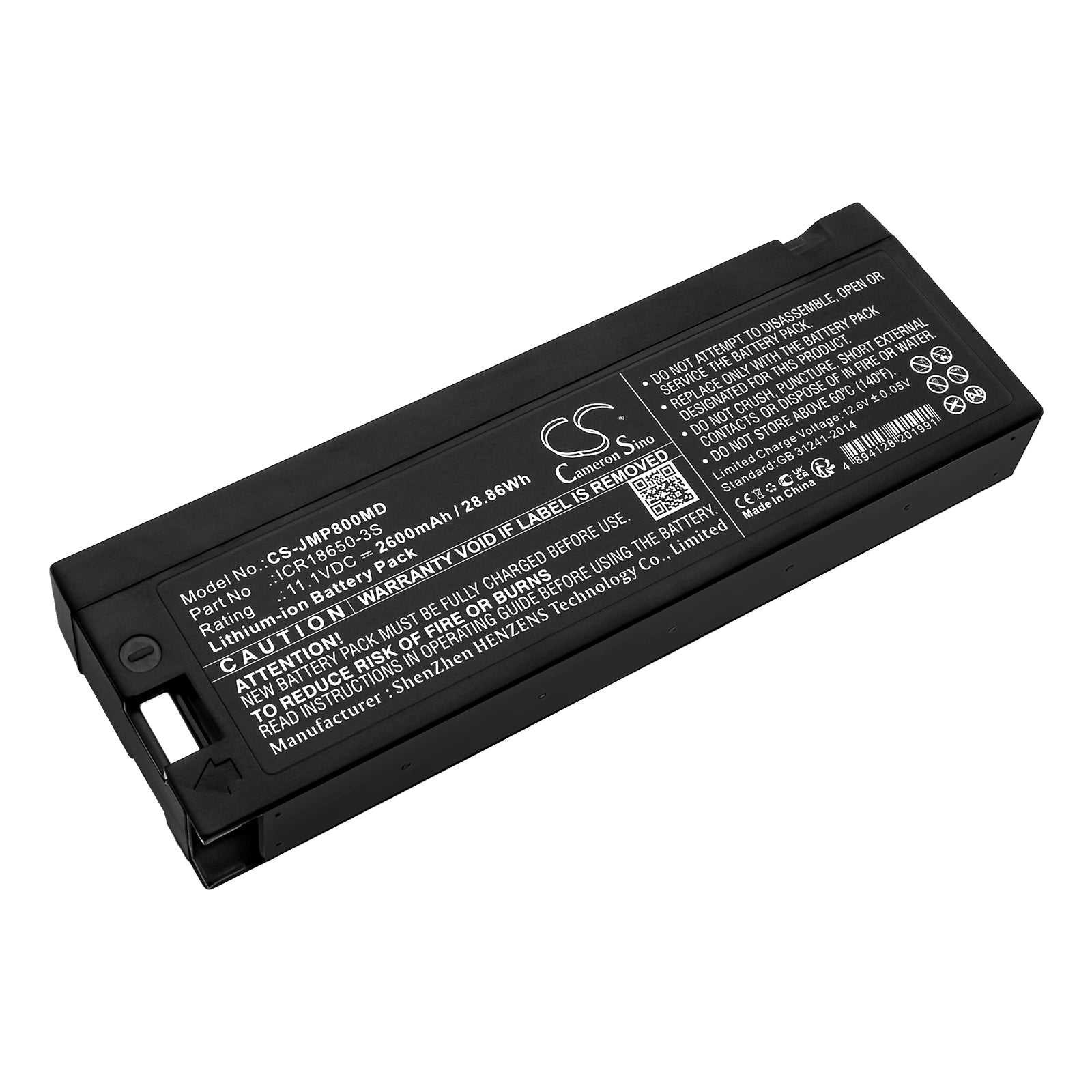 Li-ion, Medical Battery fits Jumper Jpd-800a, Jpd-800b, 11.1V, 2600mAh Medical Cameron Sino Technology Limited