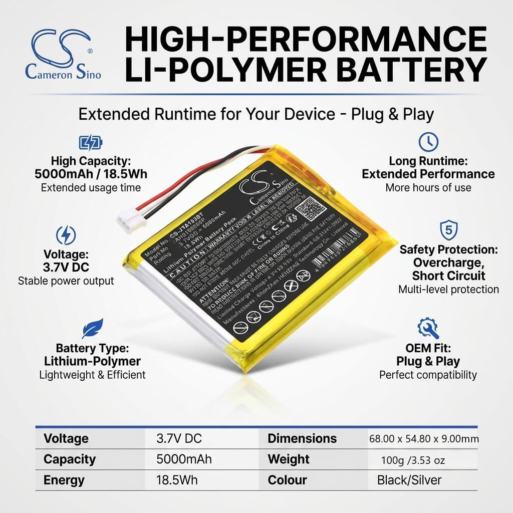 Jablotron JA 152KRY Battery 5000mAh 3.7V Li Polymer Alarm System Cameron Sino Technology Limited