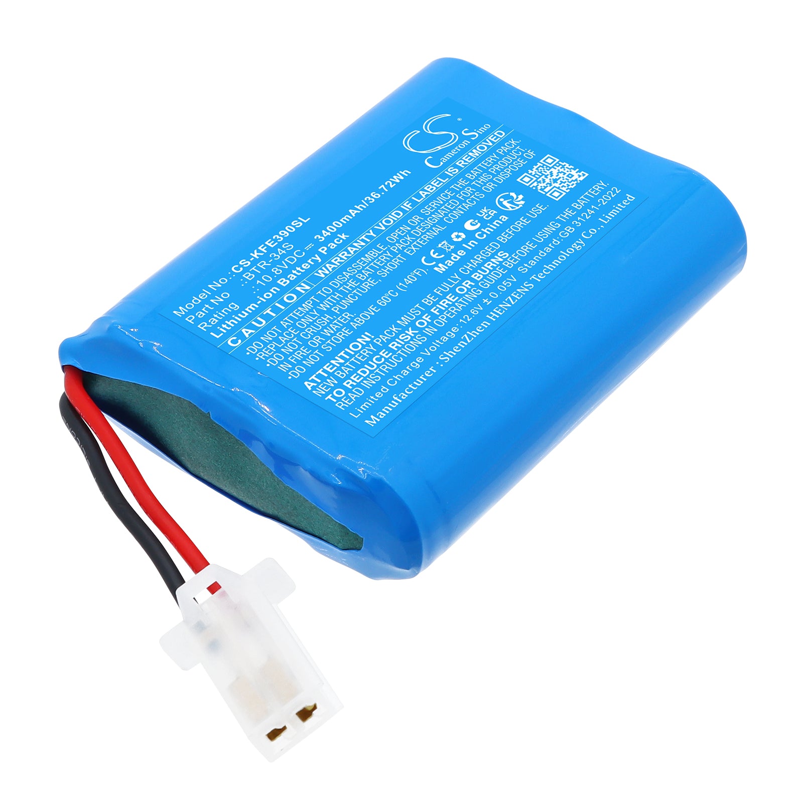 10.8V, Li-ion, 3400mAh, Battery fits Jilong 500E | KomShine EX39, Fusion Splicer, 36.72Wh Equipment, Survey, Test Cameron Sino Technology Limited