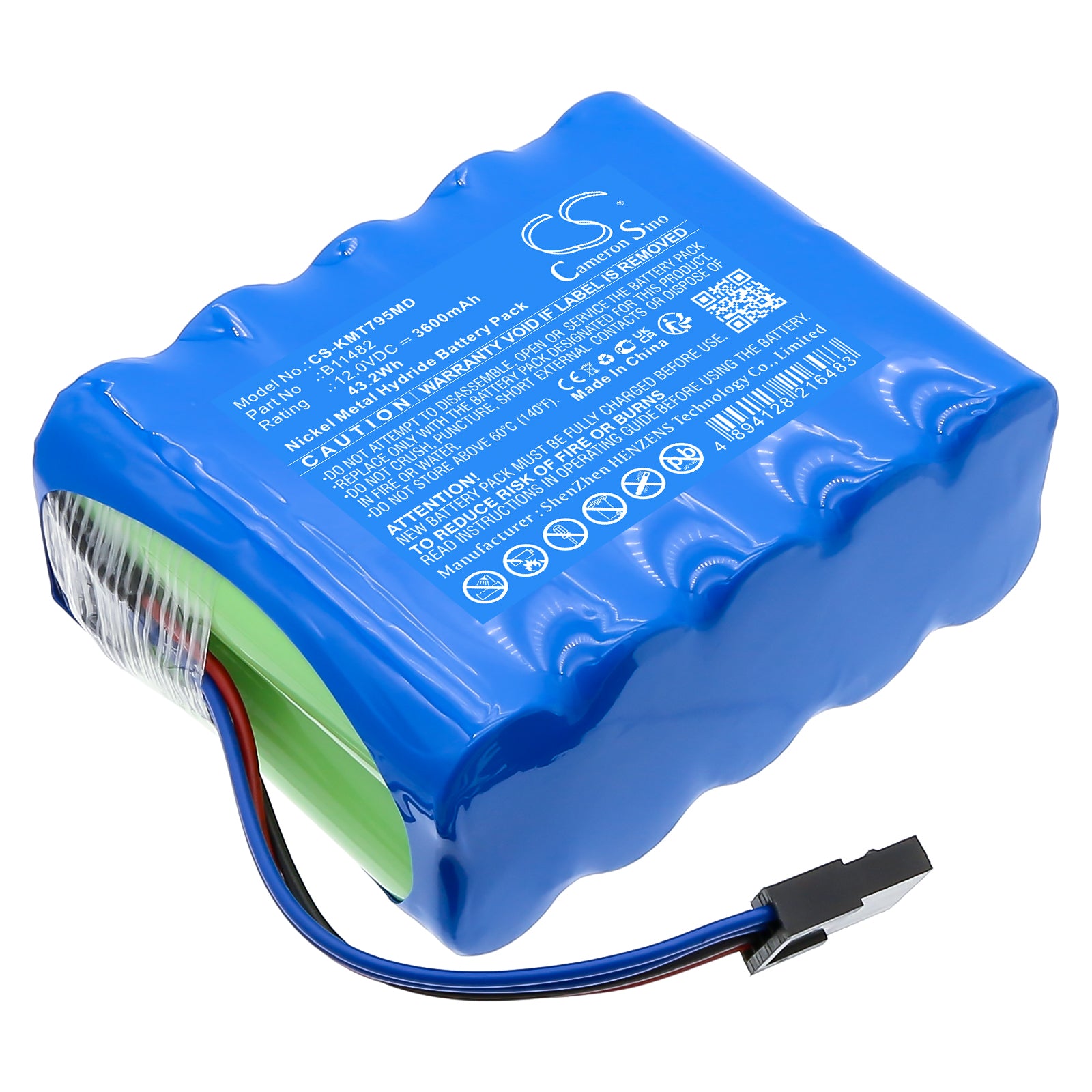 12V, Ni-MH, 3600mAh, Battery fits KCI ATS Therapy, M3252795A, 43.2Wh Medical Cameron Sino Technology Limited