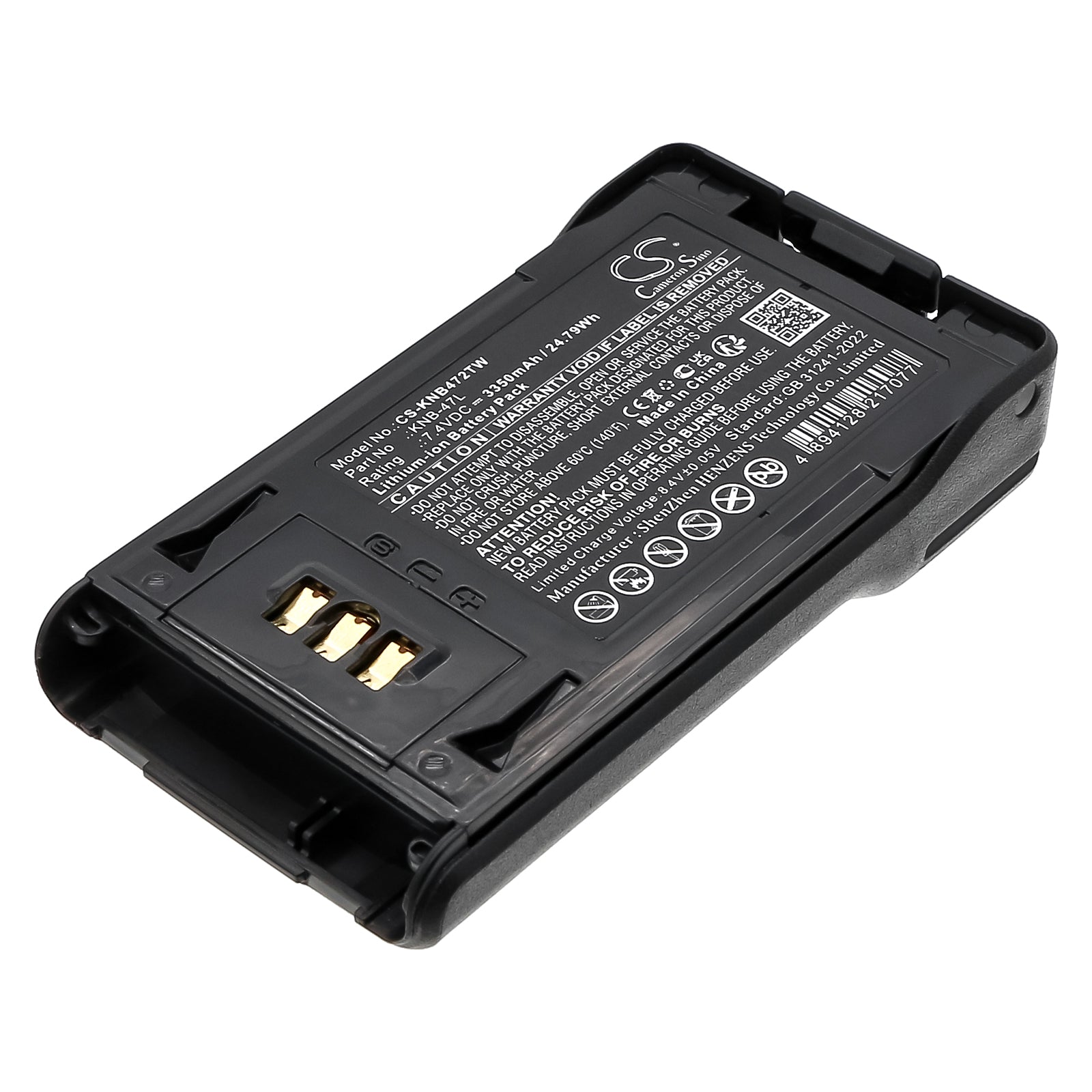 7.4V, Li-ion, 3350mAh, Battery fits Kenwood NX-200, NX-300, 24.79Wh Two-Way Radio Cameron Sino Technology Limited