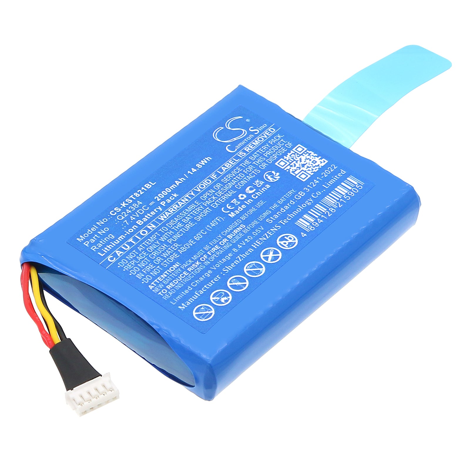 7.4V, Li-ion, 2000mAh, Battery fits Szzt KS8210, 14.8Wh Payment Terminal Cameron Sino Technology Limited