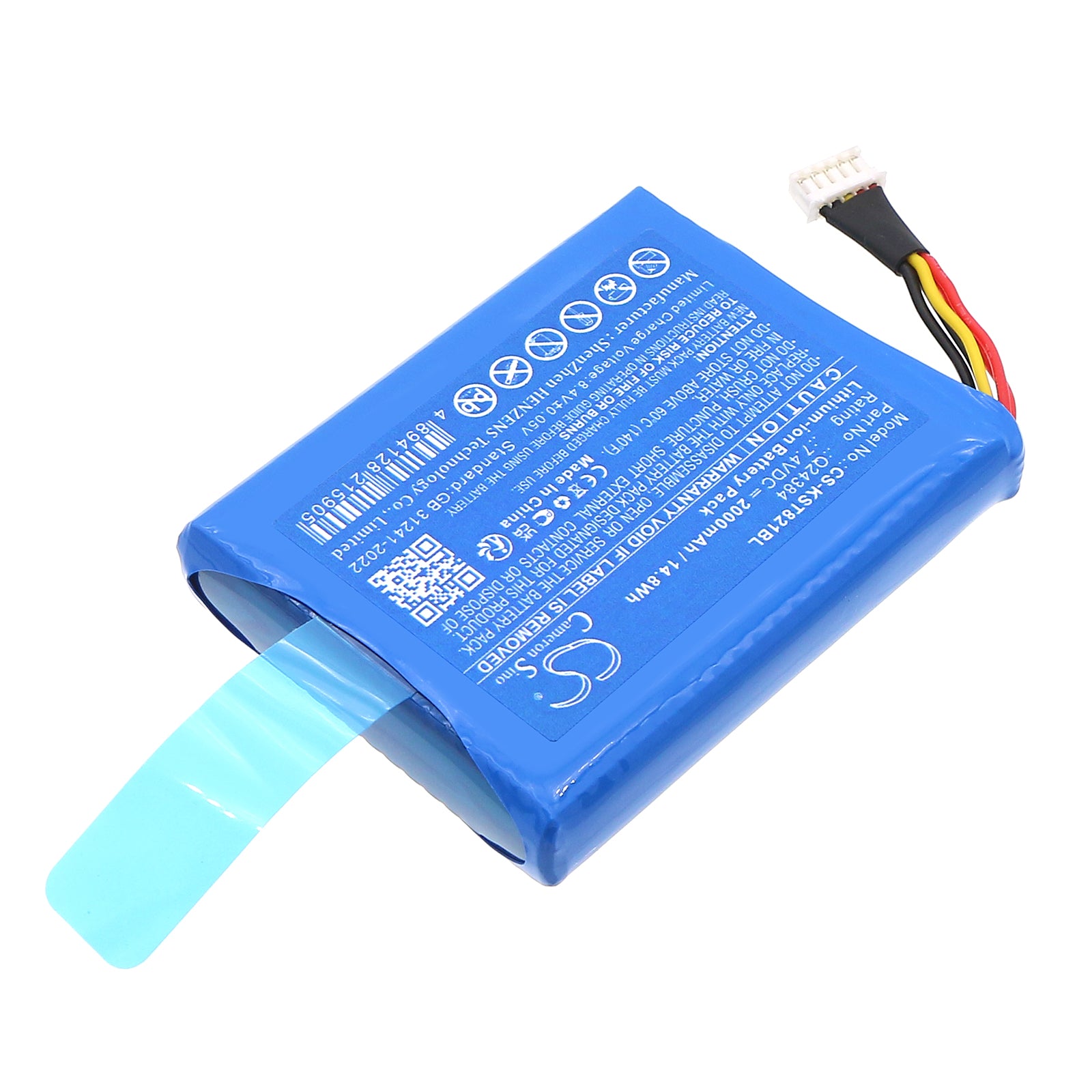 7.4V, Li-ion, 2000mAh, Battery fits Szzt KS8210, 14.8Wh Payment Terminal Cameron Sino Technology Limited