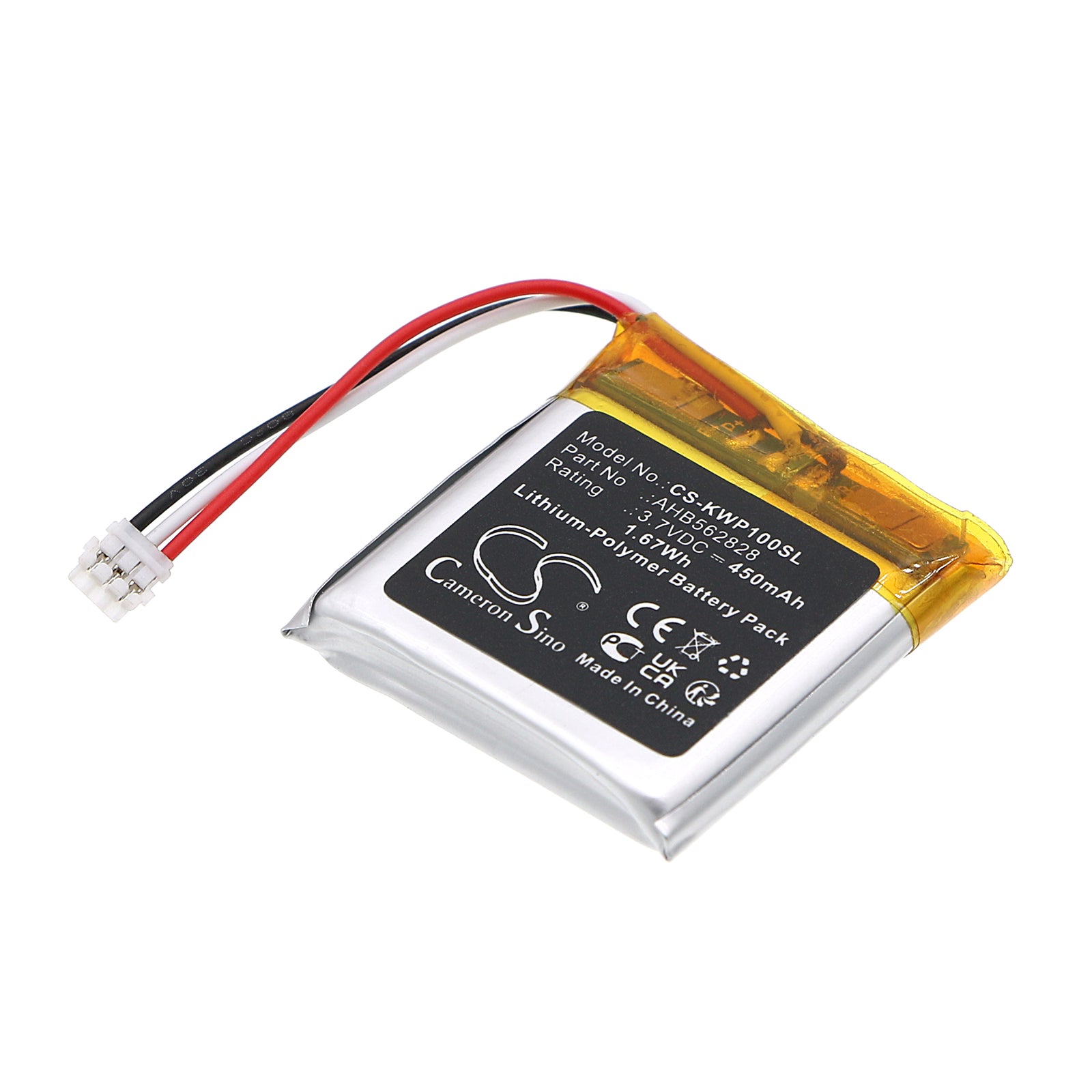 Li-Polymer, Smartwatch Battery fits Kidz Watch Pro, 3.7V, 450mAh Smartwatch Cameron Sino Technology Limited