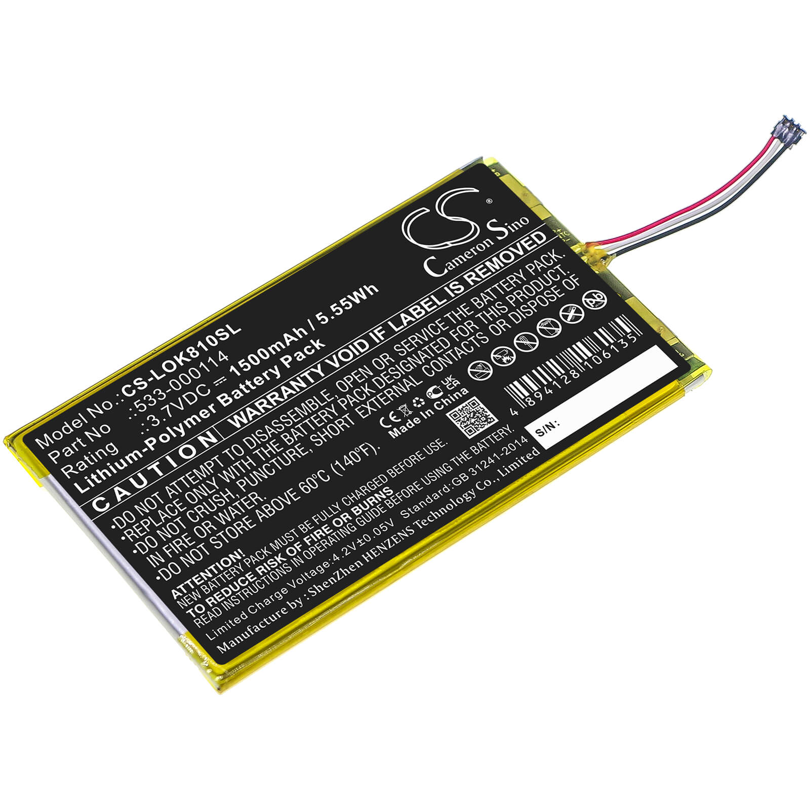 Li-Polymer Battery fits Logitech, illuminated Keyboard K810, K810, 3.7V, 1500mAh Keyboard,Mouse Cameron Sino Technology Limited