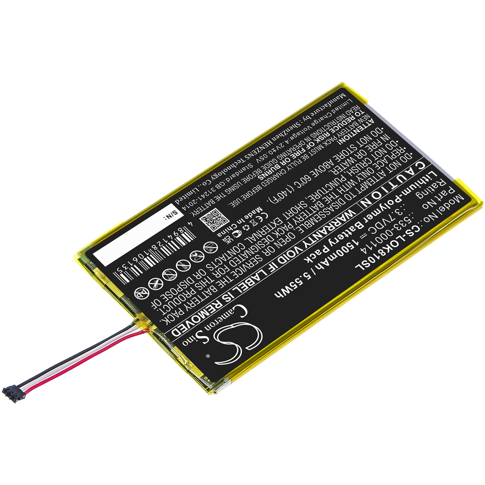 Li-Polymer Battery fits Logitech, illuminated Keyboard K810, K810, 3.7V, 1500mAh Keyboard,Mouse Cameron Sino Technology Limited