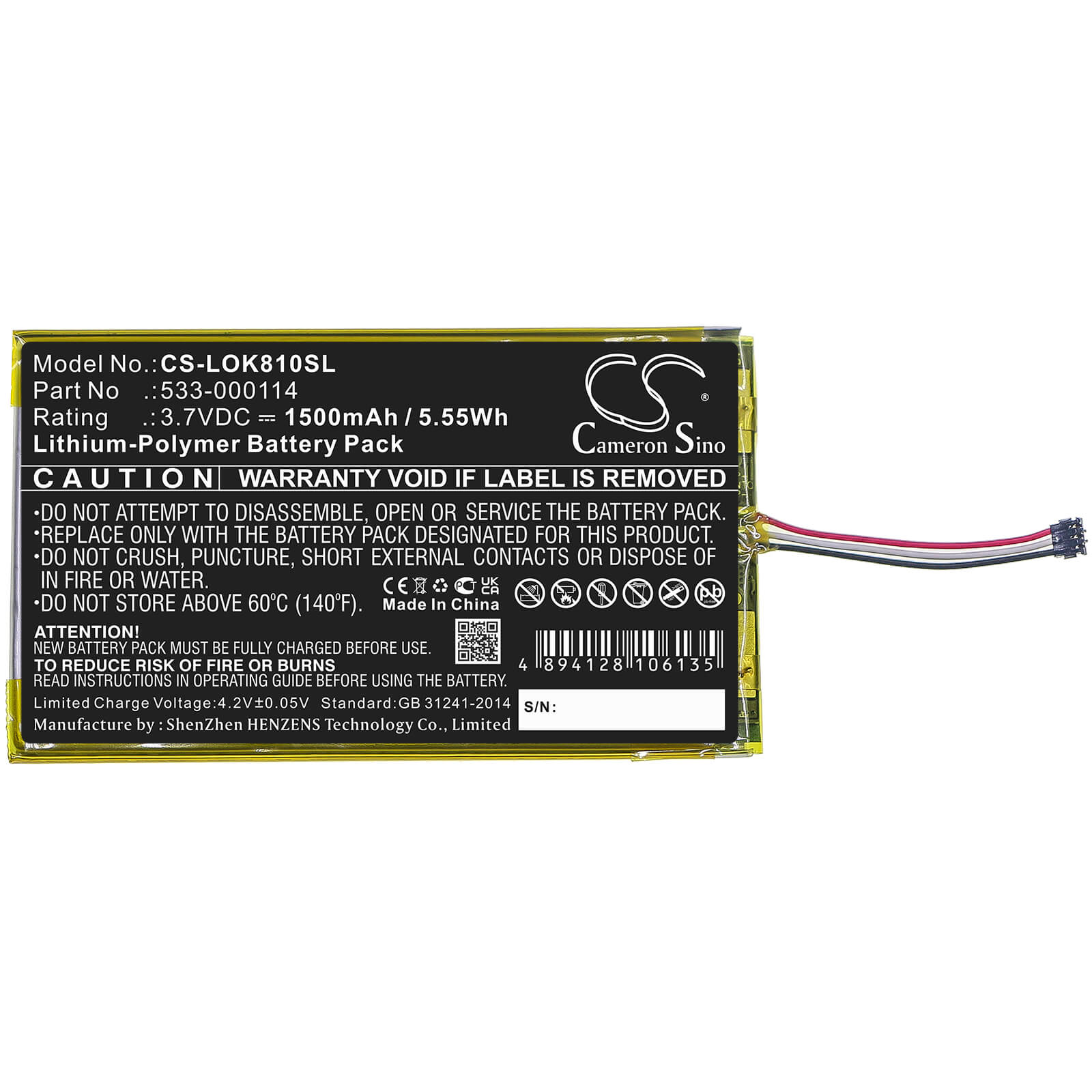 Li-Polymer Battery fits Logitech, illuminated Keyboard K810, K810, 3.7V, 1500mAh Keyboard,Mouse Cameron Sino Technology Limited