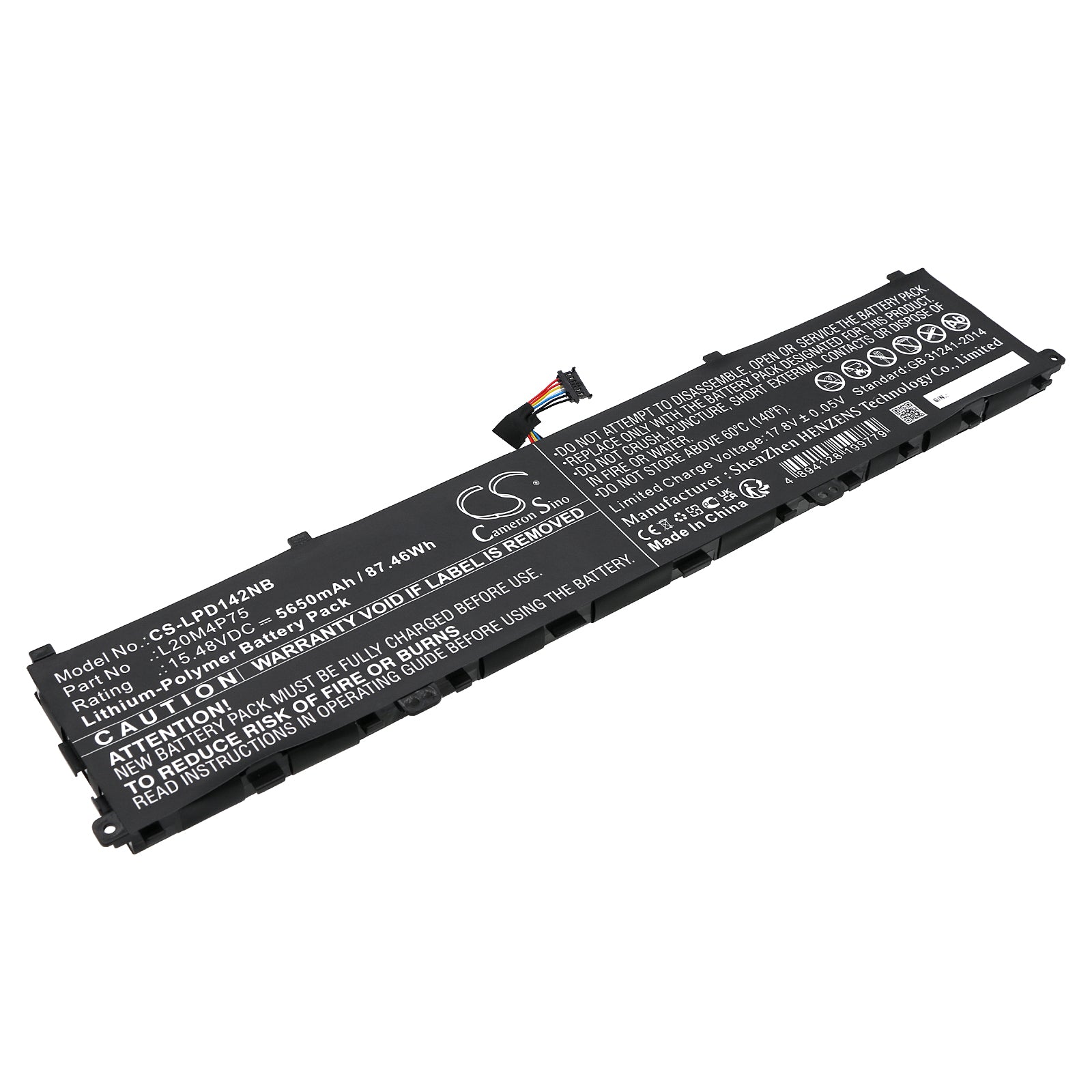 Li-Polymer, Notebook, Laptop Battery fits Lenovo Thinkpad P1 Gen 4 20y30002ix, Thinkpad P1 Gen 4 20y30005mb, 15.48V, 5650mAh Notebook, Laptop Cameron Sino Technology Limited
