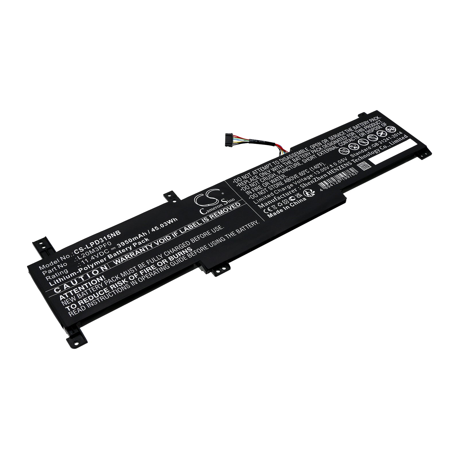 Li-Polymer, Notebook, Laptop Battery fits Lenovo Ideapad 3 14itl6 82h70048ph, Ideapad 3 14itl6 82h7009fsp, 11.4V, 3950mAh Notebook, Laptop Cameron Sino Technology Limited