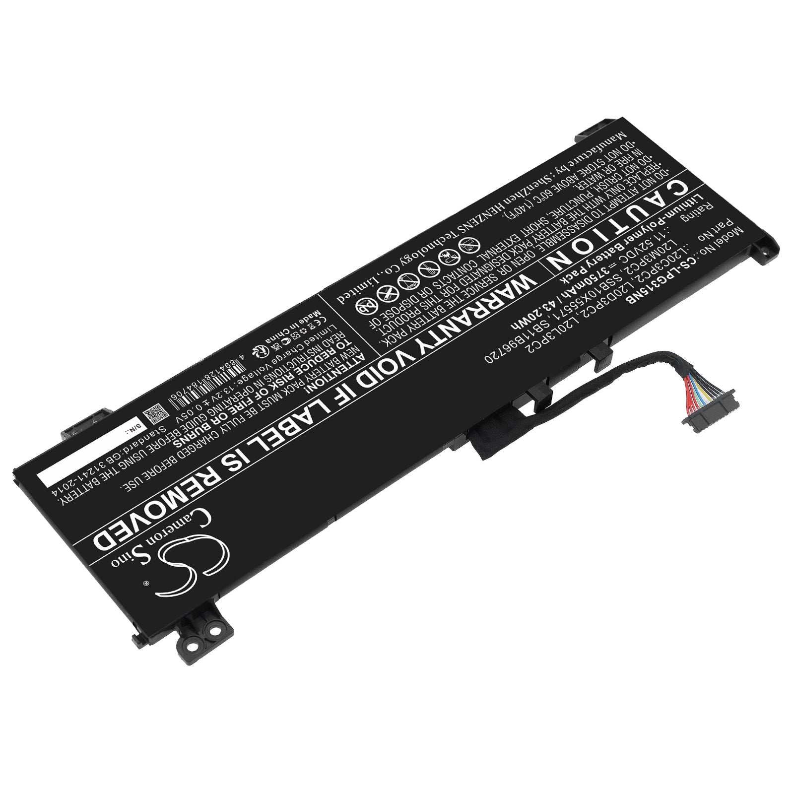 Li-Polymer, Notebook, Laptop Battery fits Lenovo Ideapad 3 Gaming 15ach6 82k201, Ideapad G Gaming 3 15ach6 82k2, 11.52V, 3750mAh Notebook, Laptop Cameron Sino Technology Limited