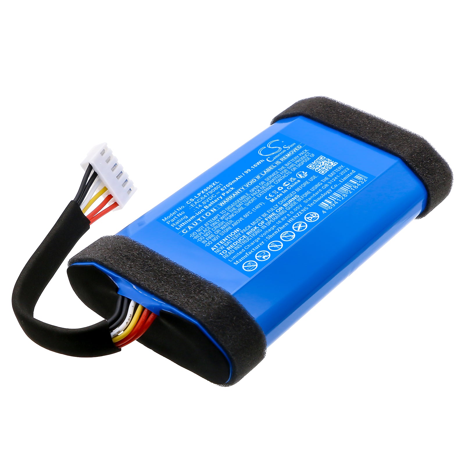 14.8V, Li-ion, 6700mAh, Battery fits LG XBOOM Go XG9, XG9QBK.ABRALLB, 99.16Wh Speaker Cameron Sino Technology Limited