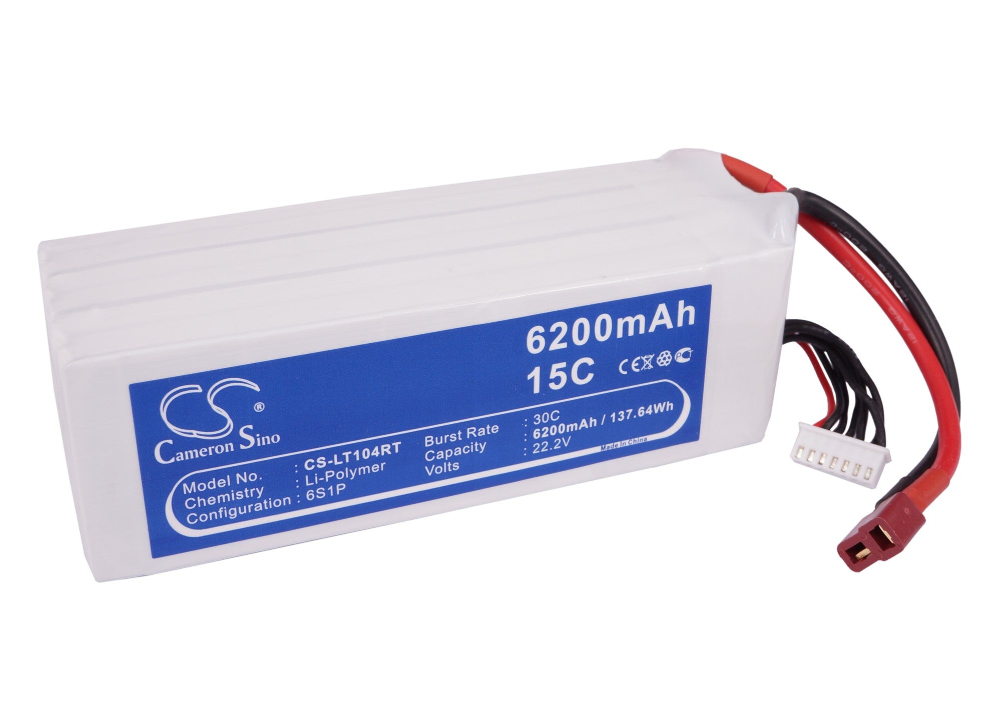 Li-Polymer, RC Battery fits Rc Cs-lt104rt, Rc Cs-lt104rt, 22.2V, 6200mAh RC Cameron Sino Technology Limited