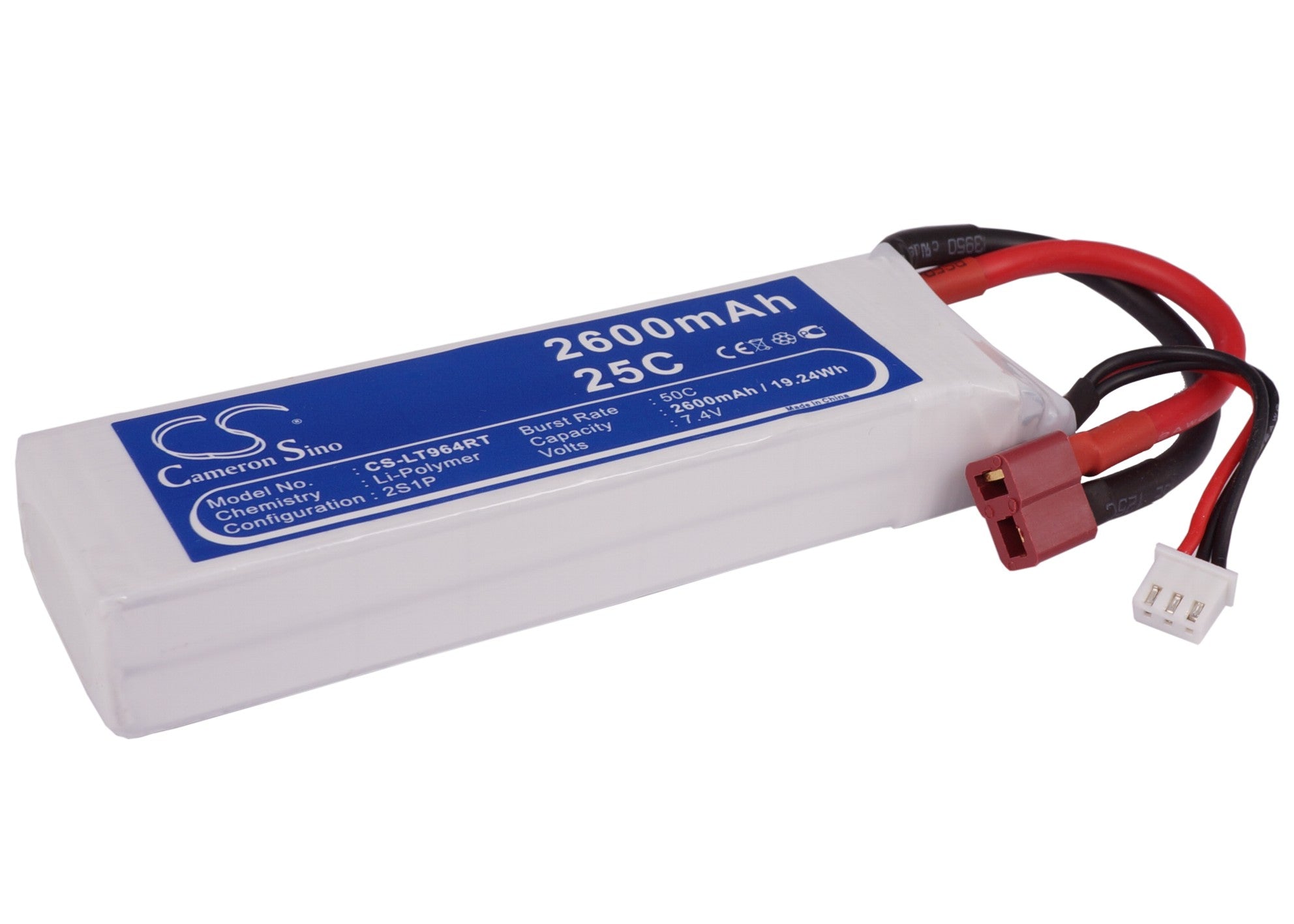Li-Polymer, RC Battery fits Rc Cs-lt964rt, Rc Cs-lt964rt, 7.4V, 2600mAh RC Cameron Sino Technology Limited