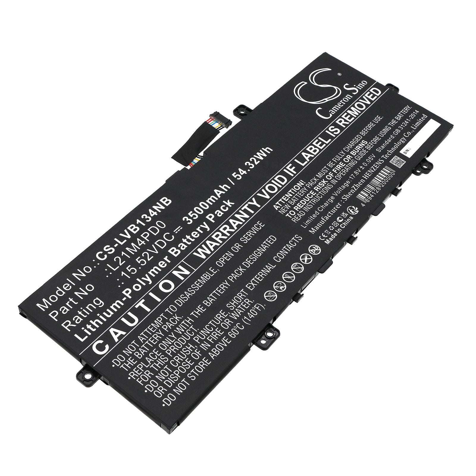 Li-Polymer, Notebook, Laptop Battery fits Lenovo Thinkbook 13s G4 Arb 21as0005p, Thinkbook 13s G4 Arb 21as0006a, 15.52V, 3500mAh Notebook, Laptop Cameron Sino Technology Limited