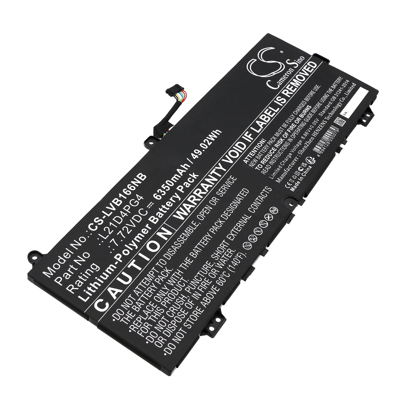 Li-Polymer, Notebook, Laptop Battery fits Lenovo Thinkbook 16 G6 Irl-21kh006hua, 7.72V, 6350mAh Notebook, Laptop Cameron Sino Technology Limited
