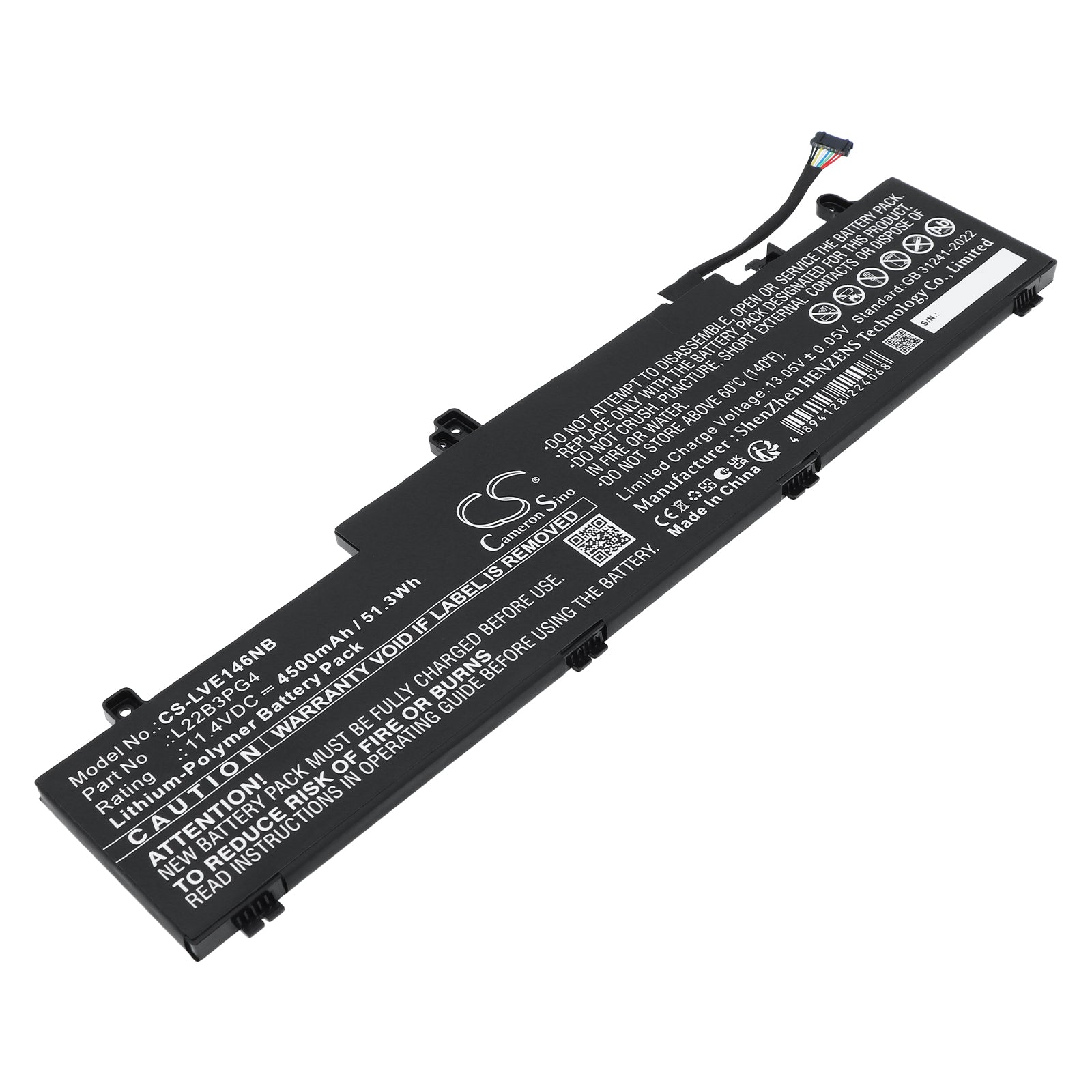 11.4V, Li-Polymer, 4500mAh, Battery fits Lenovo ThinkPad E14 Gen 6, ThinkPad E16 G1 Core i5-1335U, 51.3Wh Notebook, Laptop Cameron Sino Technology Limited