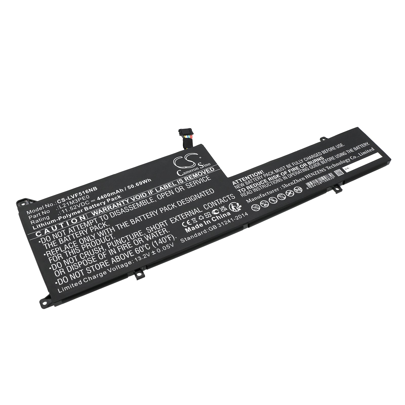 Li-Polymer, Notebook, Laptop Battery fits Lenovo Ideapad Flex 5 14abr8 82xx000d, Ideapad Flex 5 14abr8 82xx000v, 11.52V, 4400mAh Notebook, Laptop Cameron Sino Technology Limited
